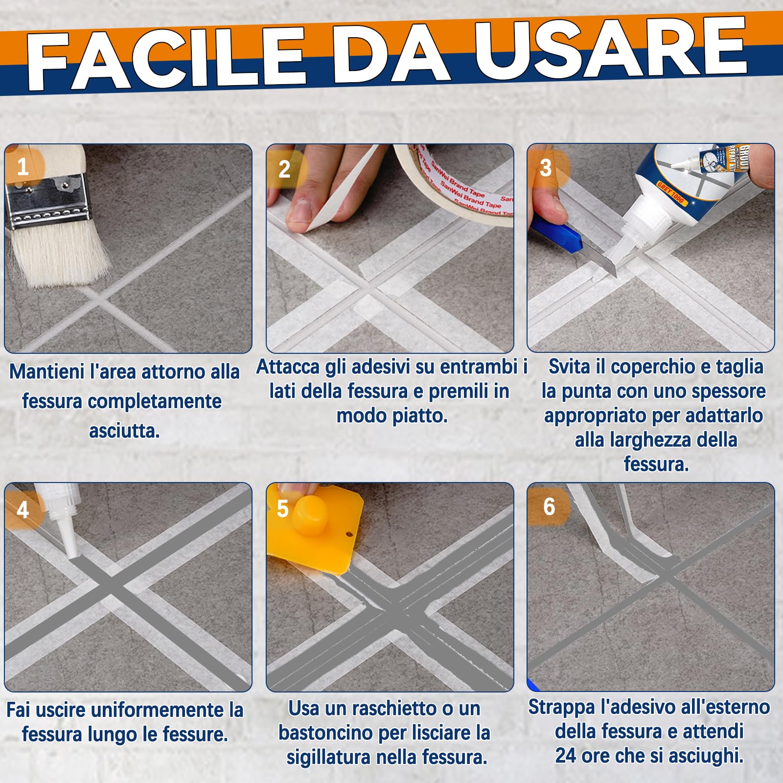Riparazione Fughe Piastrelle, Kit Ad Asciugatura Rapida Riparazione Fughes Piastrelles, Ripristino Fughe Piastrelle Bagno Doccia Cucina Pavimento Piastrelles Vernice (Grigio, 200G)