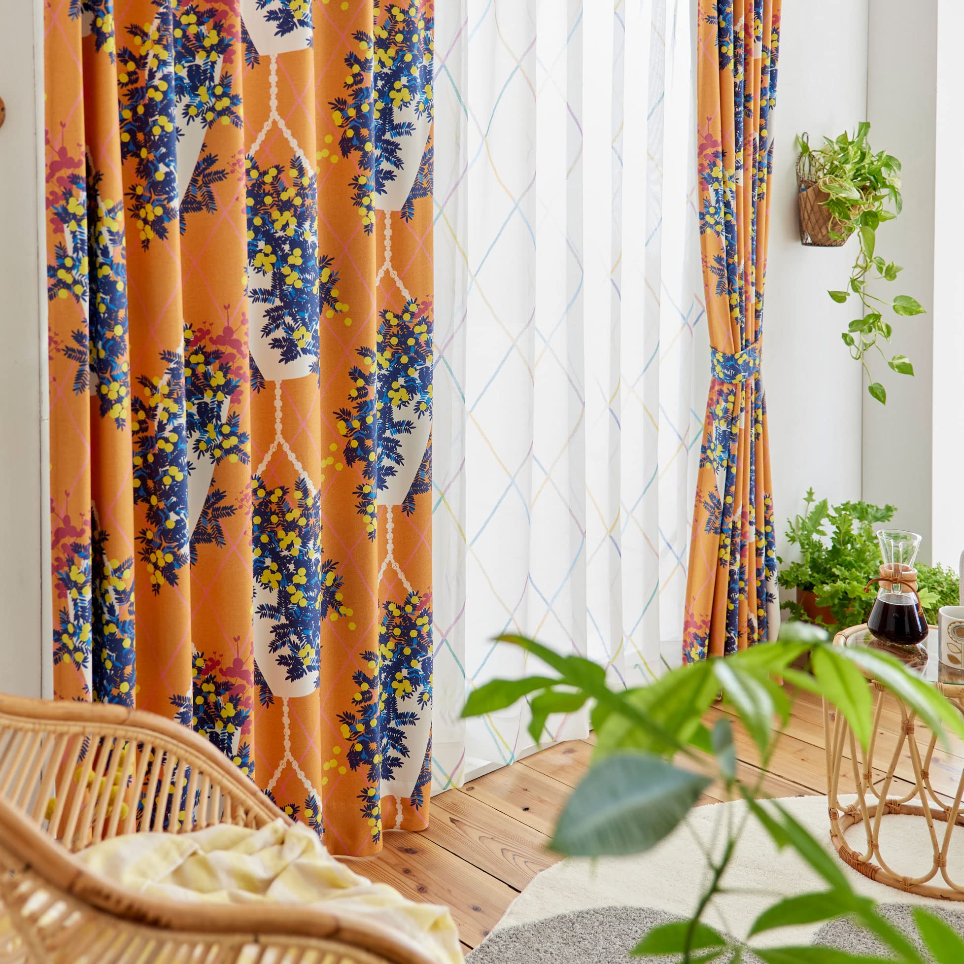 Amazon｜スミノエ(Suminoe) カーテン オレンジ 100×135cm 洗える