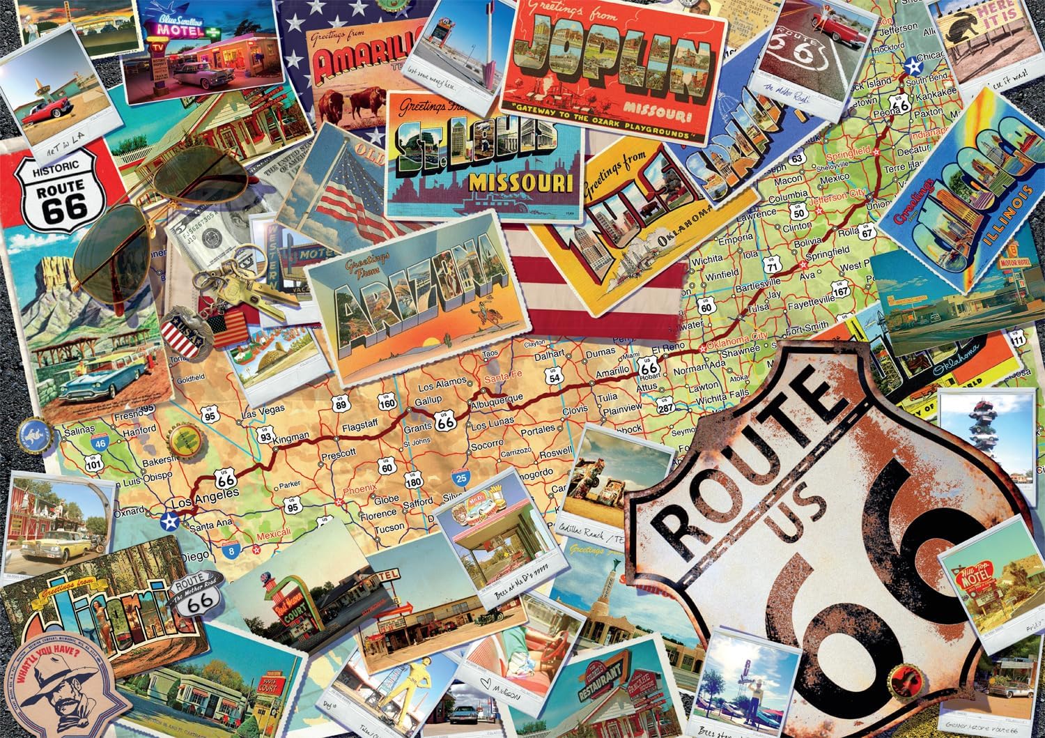 Buffalo Games - Route 66 Map - 300 Large Piece Jigsaw Puzzle for Adults - Challenging Puzzle Perfect for Game Nights