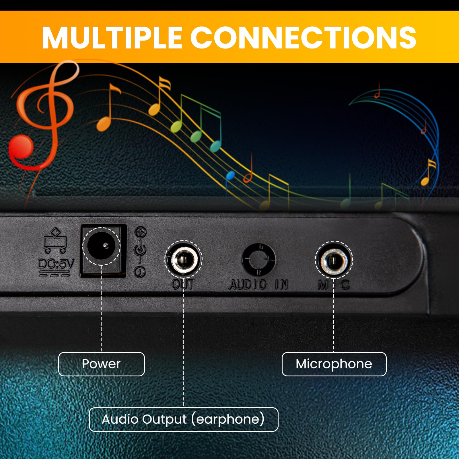 LDAILY Piano de teclado de 61 teclas, piano digital electrónico con micrófono de altavoz integrado, soporte para partituras y adaptador de corriente, teclado de piano portátil para principiantes