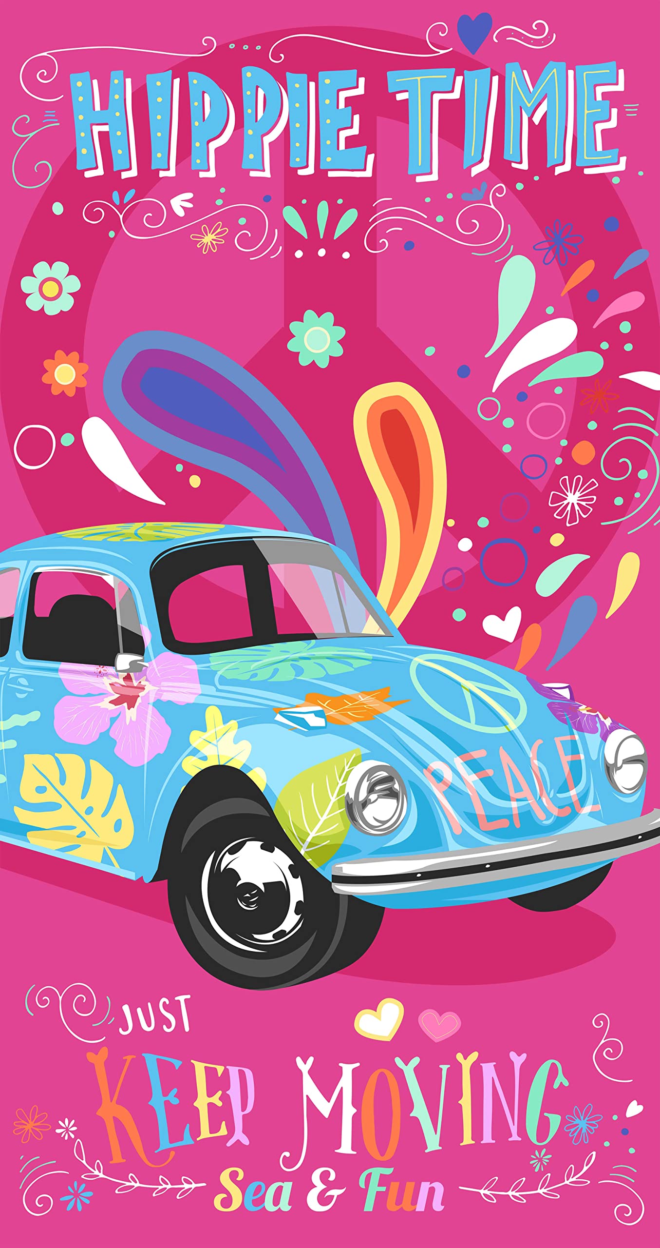 Miracle Home. Microfiber Hippie Towel, 100% Polyester, 75 X 145 Cm. Rosa. 11808
