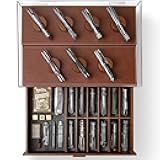 Holme & Hadfield Premium Knife Display Case for up to 30 Knives – Large Handcrafted Wooden Pocket Knife Organizer for Collections for EDC Collectors – Luxury Built to Last