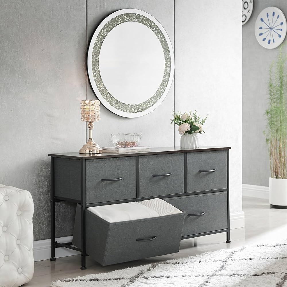 Somdot Dresser for Bedroom with 5 Drawers, Wide Storage