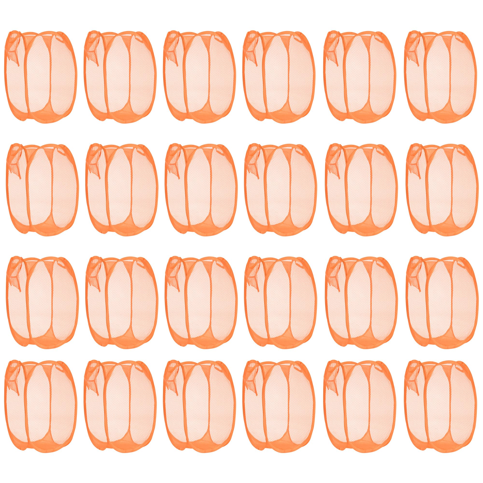 Kuber Industries Pack of 24 Unwashed Clothes Storage Basket | Foldable Laundry Basket for Clothes | Mesh Laundry Bag | Collapsible & Portable | 30 LTR | Orange