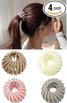 ANNA CREATIONS 4 Pcs Women Bird Nest Hair Clips Holder Plastic Ponytail Holder Bun Clip Bun Maker Bird Nest Shaped Hair Clips for Thick Hair And Thin Hair Accessories for Women and Girls (STYLE 1)