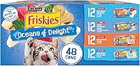 Vista 14 de Purina Friskies - Paquete variado de alimentos húmedos para gatos, Oceans of Delight en copos y filetes Prime (paquete de 40), latas de 5.5 onzas