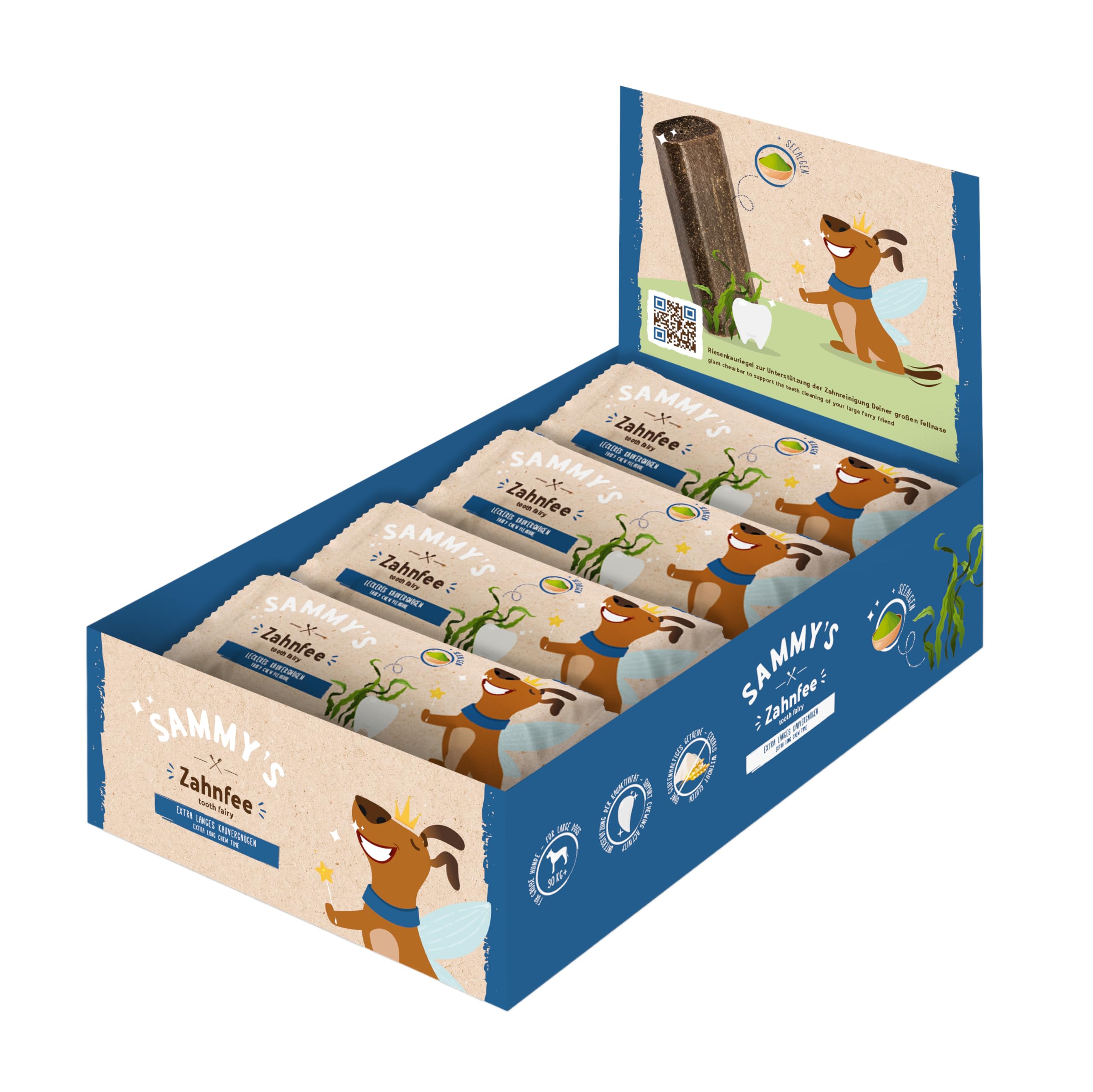 Barra masticable Sammy's diseñada para promover la higiene dental en perros adultos.