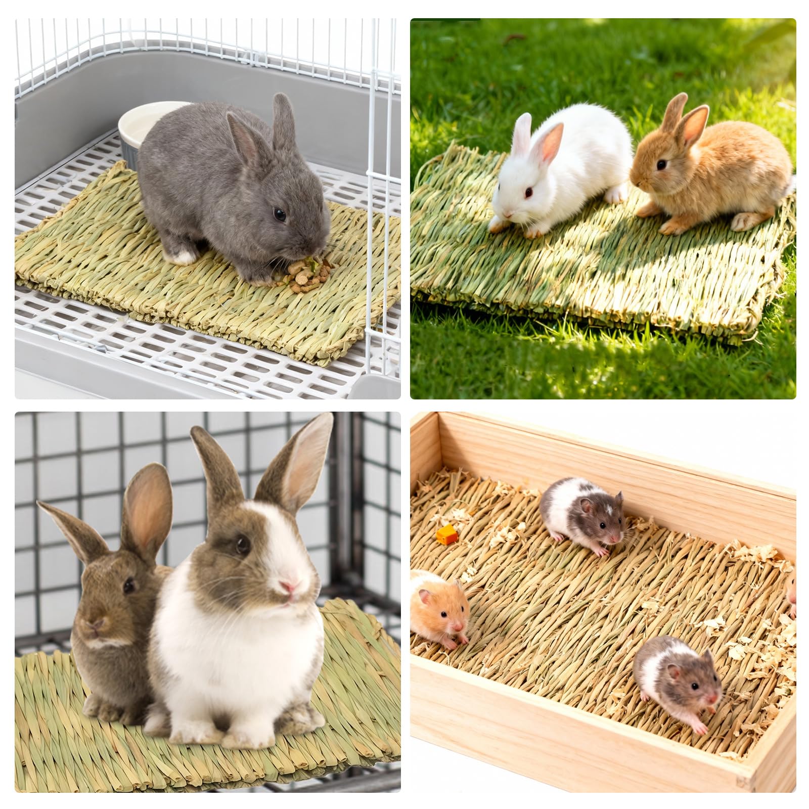 Lot De 10 Tapis D'herbe Pour Les Lapins, Tapis Tissé Pour Petits Animaux, Tapi D'herbe Pour Petits Animaux, 28 X 20cm Tapi D'herbes Naturel Tissé À La Main Pour Hamster, Cochon, Lapin Et Perroquet