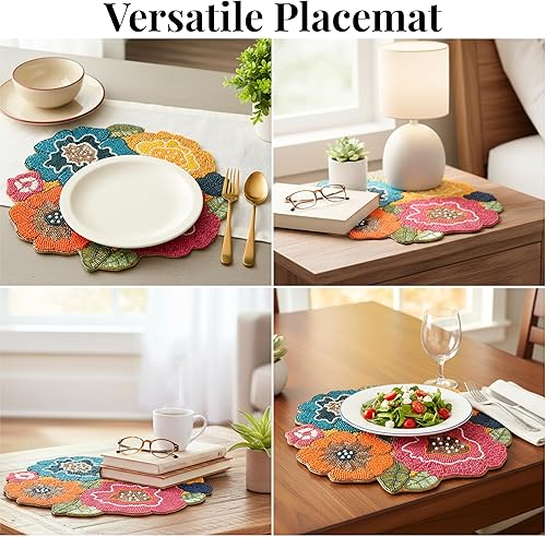 Miniatura 5 de Manteles individuales con cuentas para mesa de comedor, manteles individuales de cuentas de 13 pulgadas para decoración de granja y decoración de