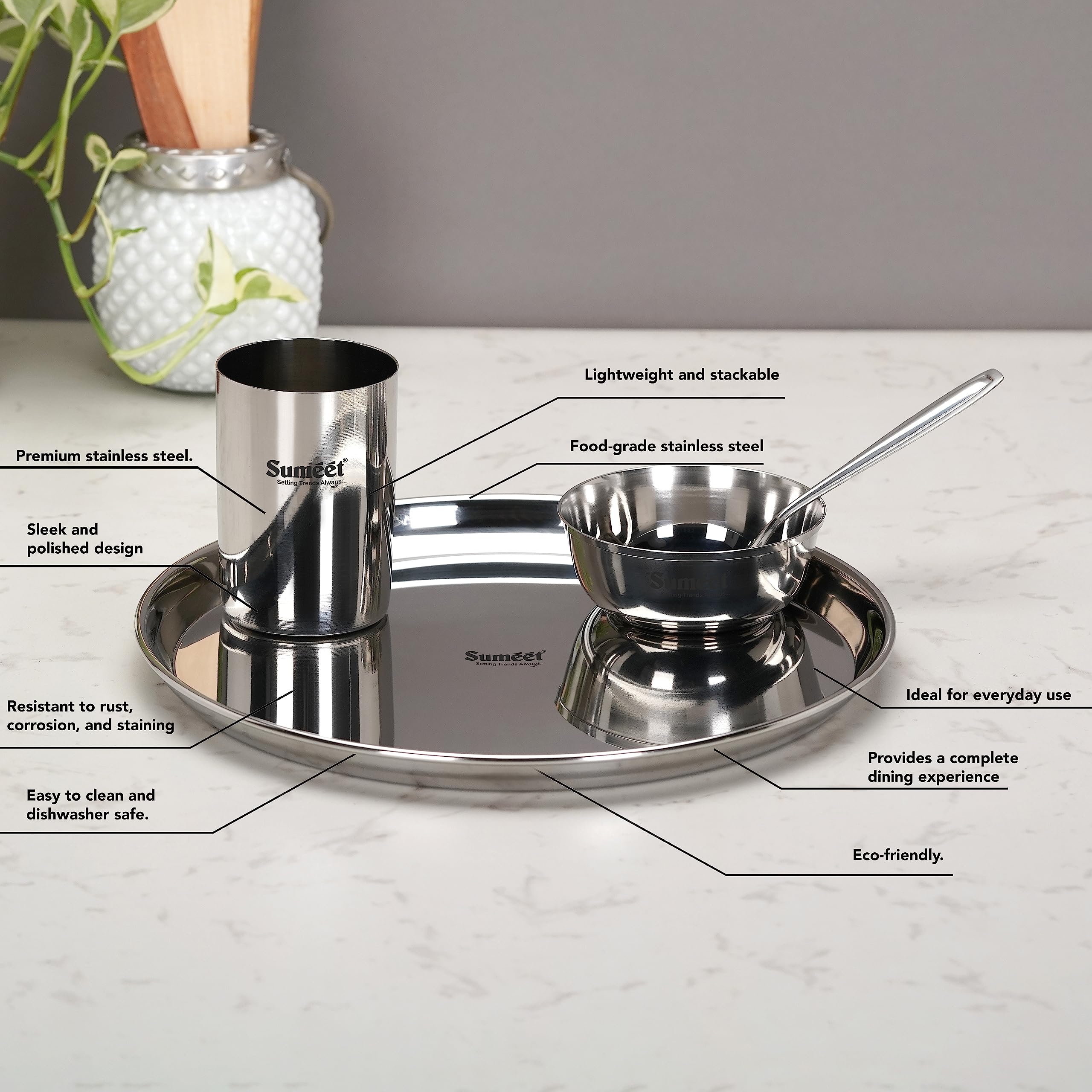 Sumeet Stainless Steel Dinner Set - 24 Piece -2