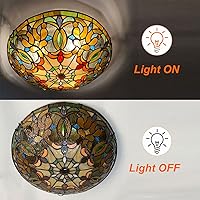 Vista 5 de ARTZONE Tiffany - Luces de techo, 3 luces de 16 pulgadas de vitral, lámpara de techo empotrada para dormitorio, comedor, sala de estar, entrada