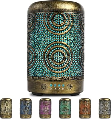 SALKING Difusor de Aceites Esenciales, 100ml Humidificador Ultrasonico de Aceite Esenciales con LED de 7 Colores, 4 Temporizador e Auto-Apaga, Difusor de Aromas Sin BPA, para Hogar y Oficina
