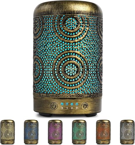 SALKING Difusor de Aceites Esenciales, 100ml Humidificador Ultrasonico de Aceite Esenciales con LED de 7 Colores, 4 Temporizador e Auto-Apaga, Difusor de Aromas Sin BPA, para Hogar y Oficina