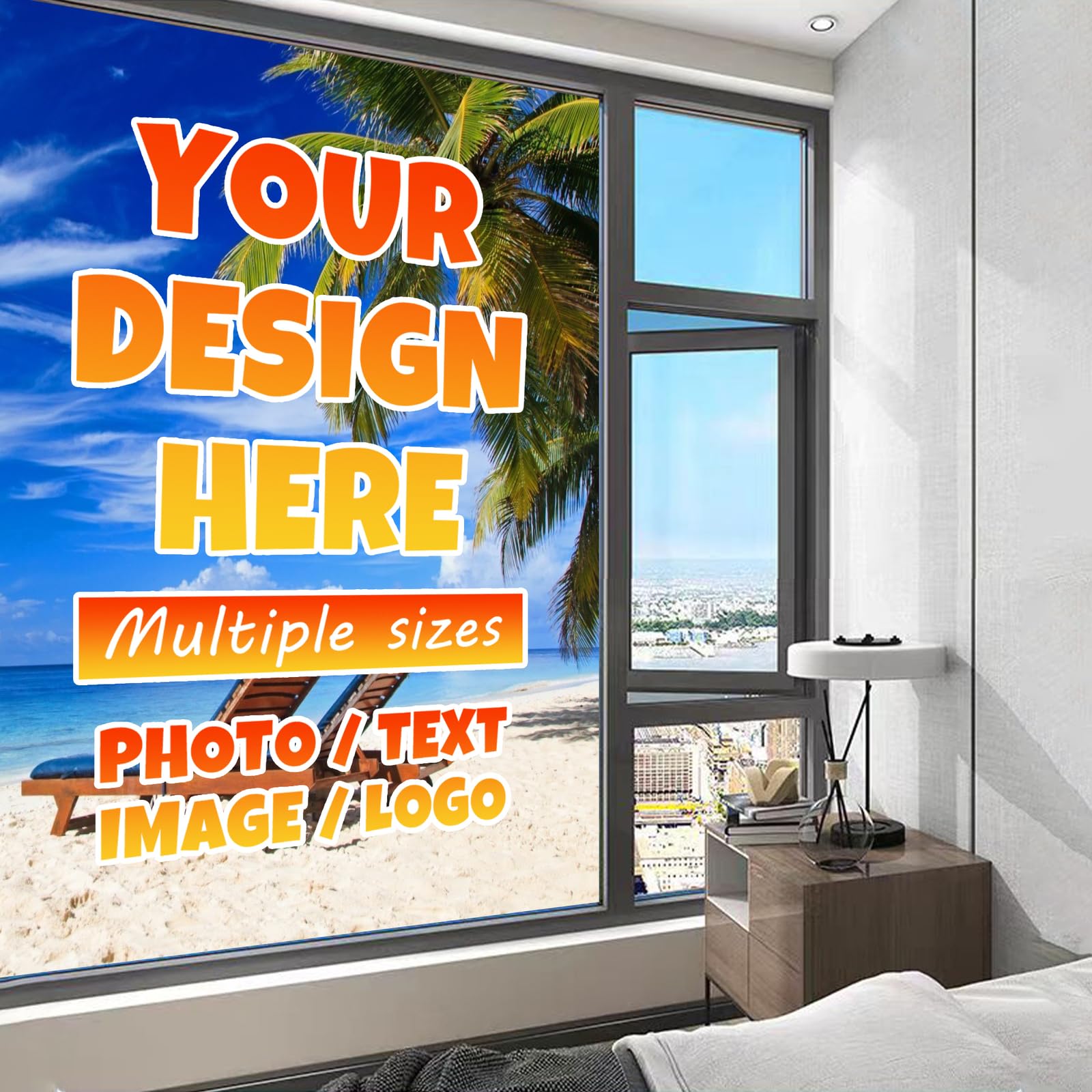 Custom Business Sign, Window Store Logo, Operation Hours, Personalized Window Film with Photo Text, Frosted Window Advertising Sticker for Living Room Bathroom Glass Door Sign 24 x 36 in