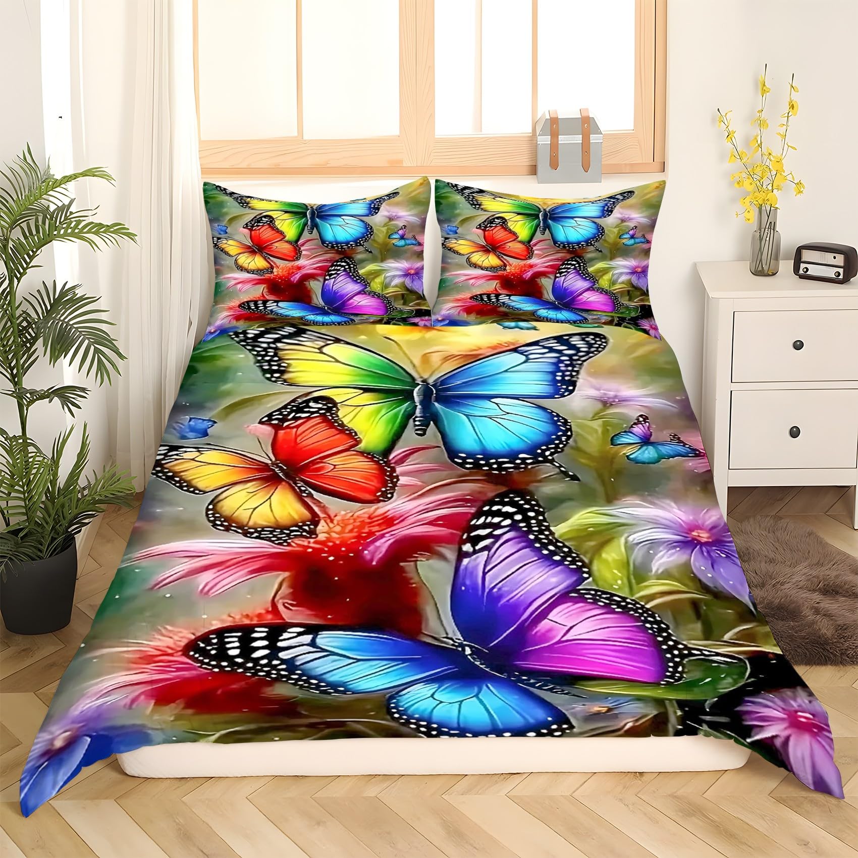 Kwiatowe zestawy poszewek na kołdrę 155 x 220 kolorowy motyl jesienna pościel poszewka na kołdrę z mikrofibry 155 x 220 cm luksusowy zestaw pościeli z nadrukiem 3D poszewka na kołdrę z 2 poszewkami na