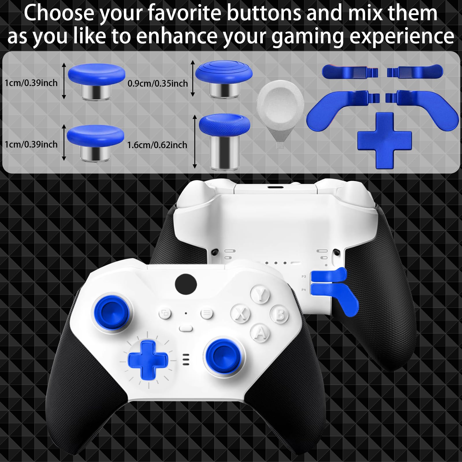 Set completo di componenti per controller Xbox Elite Series 2 Xbox Elite 2 accessori con custodia per il trasporto, 4 levette, 4 palette, dock di ricarica e 1 strumento di regolazione (blu)