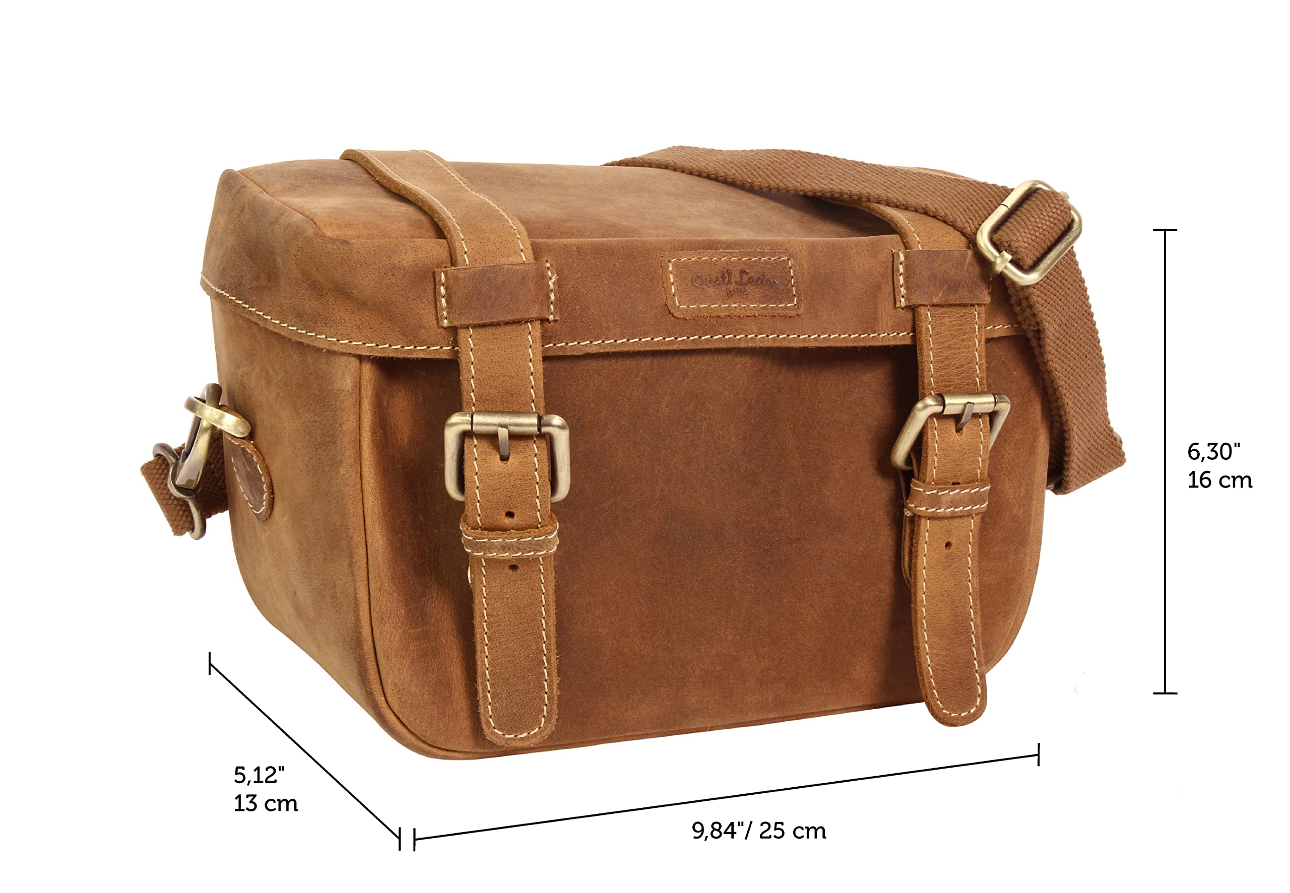 Gusti Borsa da Manubrio in Pelle - Rene P. Accessori Borsa da Bicicletta con Adattatore Klickfix Marrone