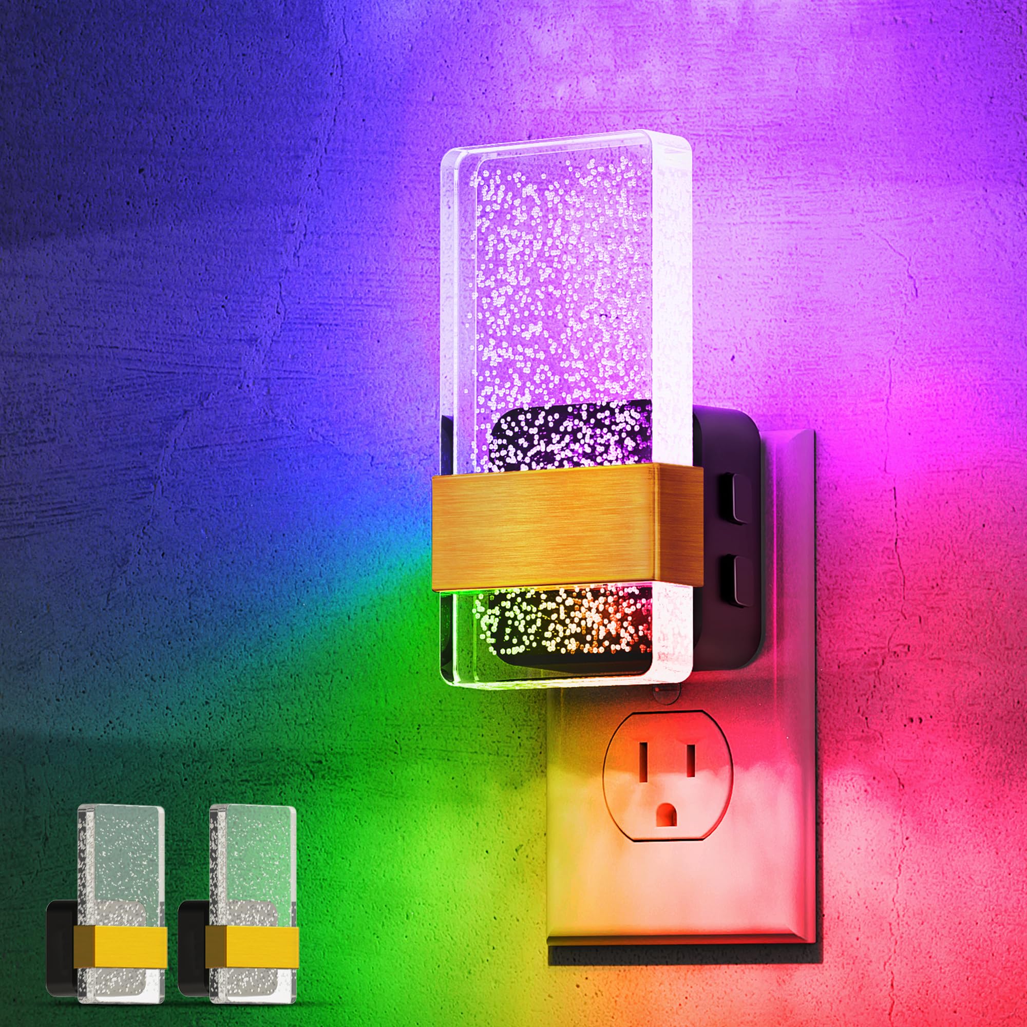 L LOHAS LED Night Lights Plug Into Wall, Color Changing Night Light 2 Pack