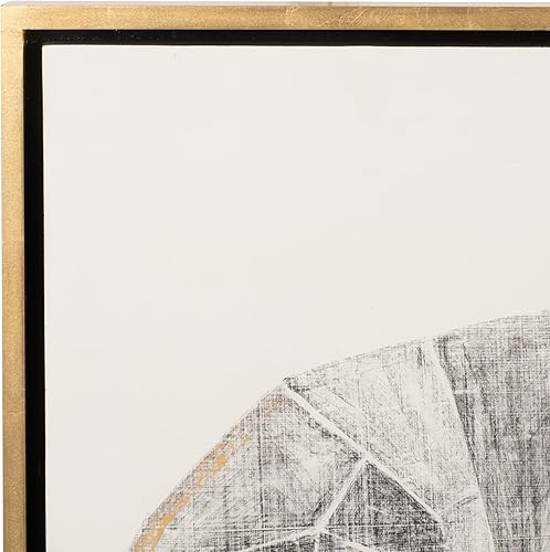 Miniatura 5 de Sagebrook Home Geo Rhino Dibujo de carbón con hoja dorada, arte contemporáneo, gris y dorado, 71 pulgadas de ancho x 3 pulgadas de profundidad x 47