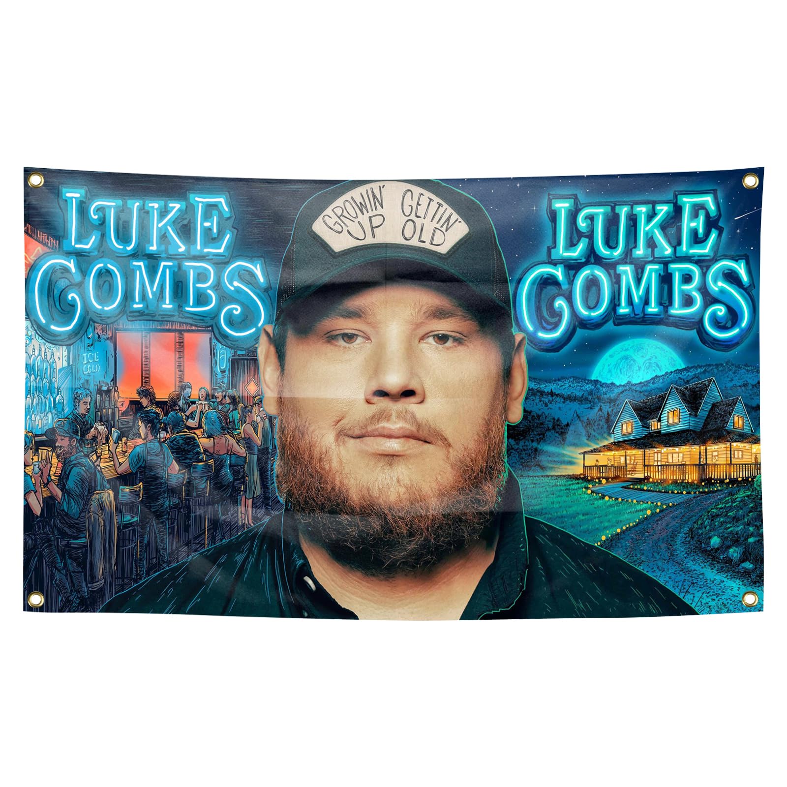 Generic Music Tapestry 3x5 Ft Tapestries for College Dorm Room Guys, Lu*ke Tapestries with Brass Grommets for Bedroom Living Room Home Decorations, blue