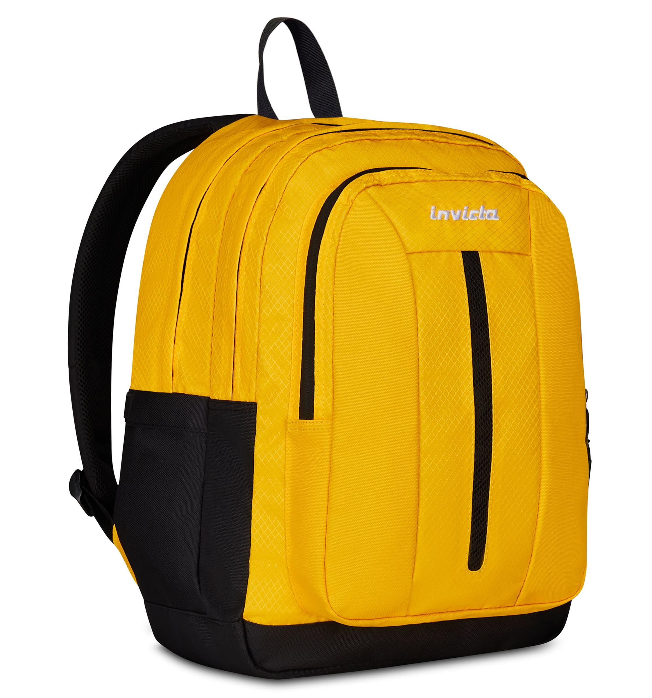 Invicta Jelek UP Led Zaino Scuola Superiori Ragazzo Ragazza, Tinta Unita, Grande, Scomparto PC, Tasca Borraccia, giallo