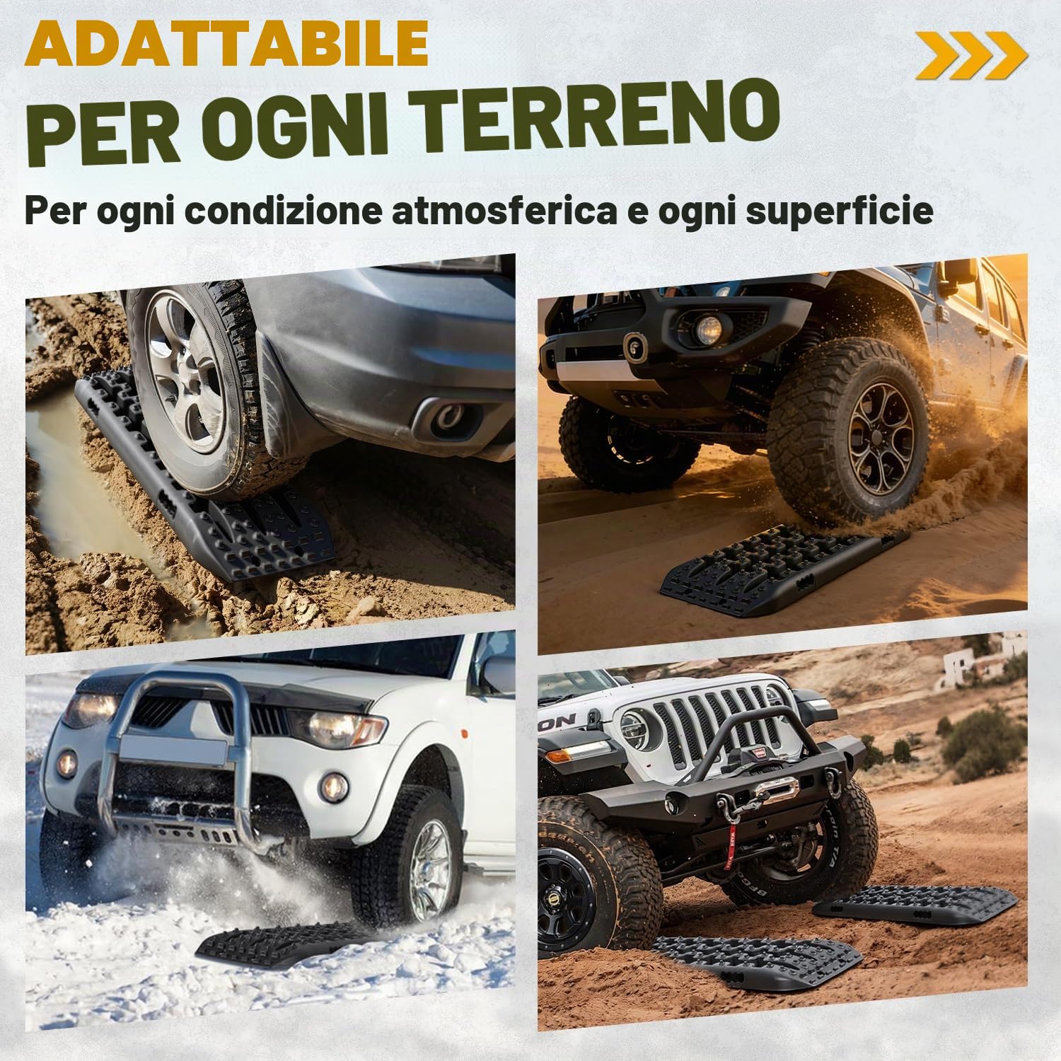 Herrselsam 2 Pezzi di lamiere di Sabbia Fuoristrada, Tappetino di trazione in plastica, con Custodia e Strumento di Installazione, carico 10T per Fuoristrada, Camper, Auto, Camion