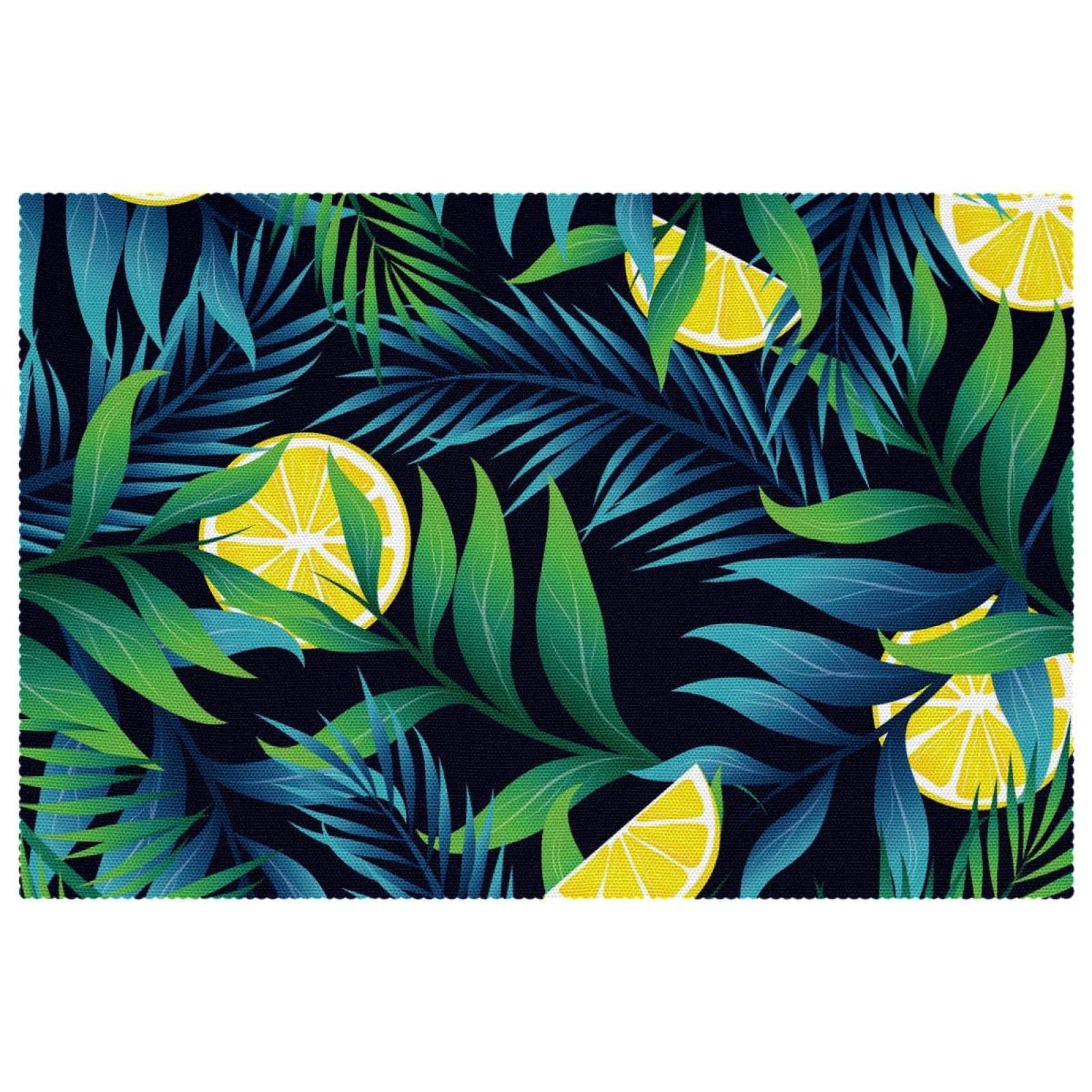 Set de table feuilles tropicales pour repas de terrasse ensoleillé