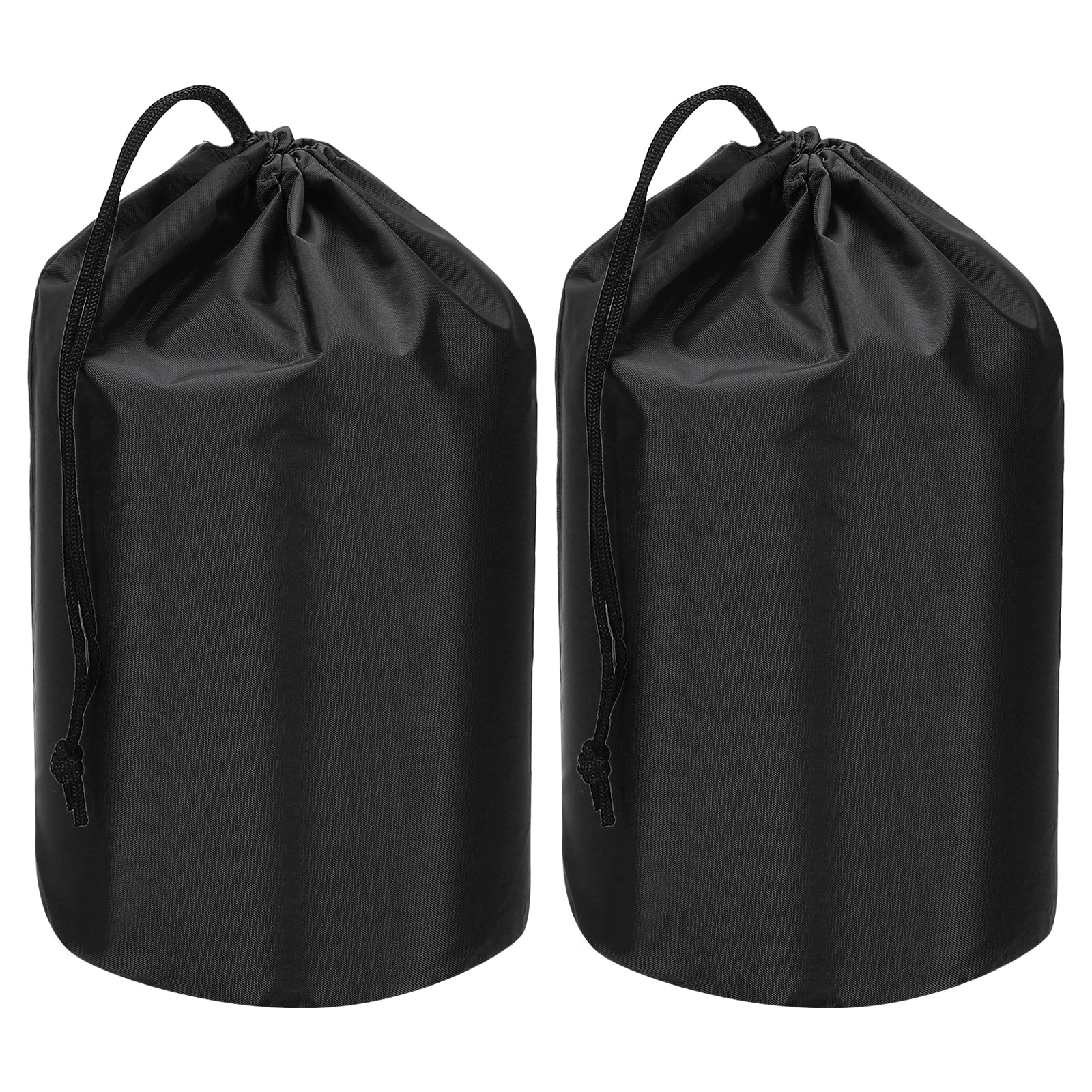 PATIKIL Stuff Sack, 2 Pcs 12 x 24 Inch Waterproof Outdoor Storage Sack Portable Drawstring Dust Flap Bag Lightweight Sleeping Bag for Camping Hiking Travel, Black