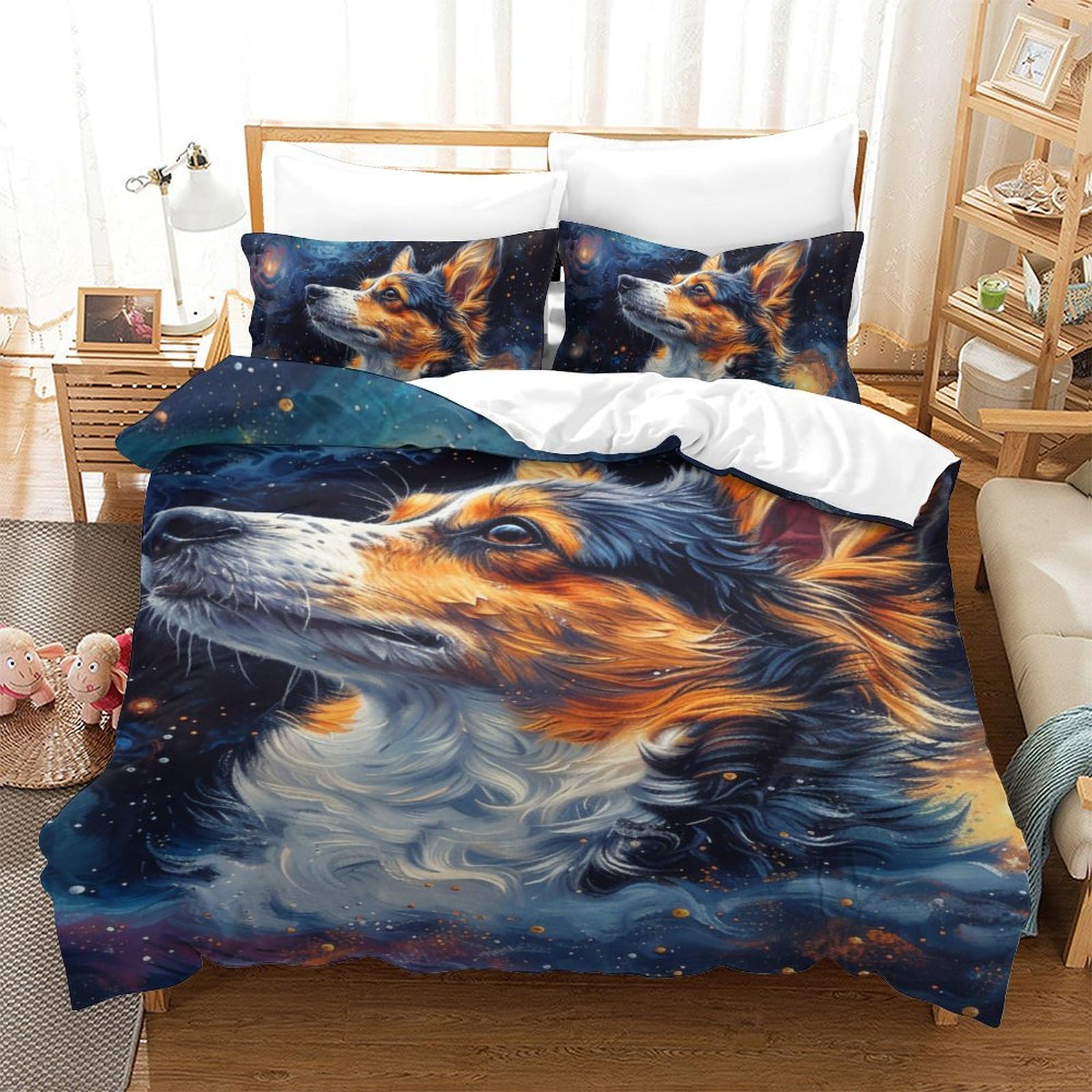 Housses de couettes Berger Allemand 3D microfbre lit 1 place 140x200cm