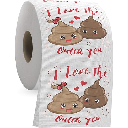 I Love the Poop Outta You Toilet Paper Roll - Romantic Poop 3 Ply Tissue Paper - Funny Bathroom Novelty Gag Gift Idea For Men and Women - Birthday, Valentine's Day and Anniversary Gag Gift