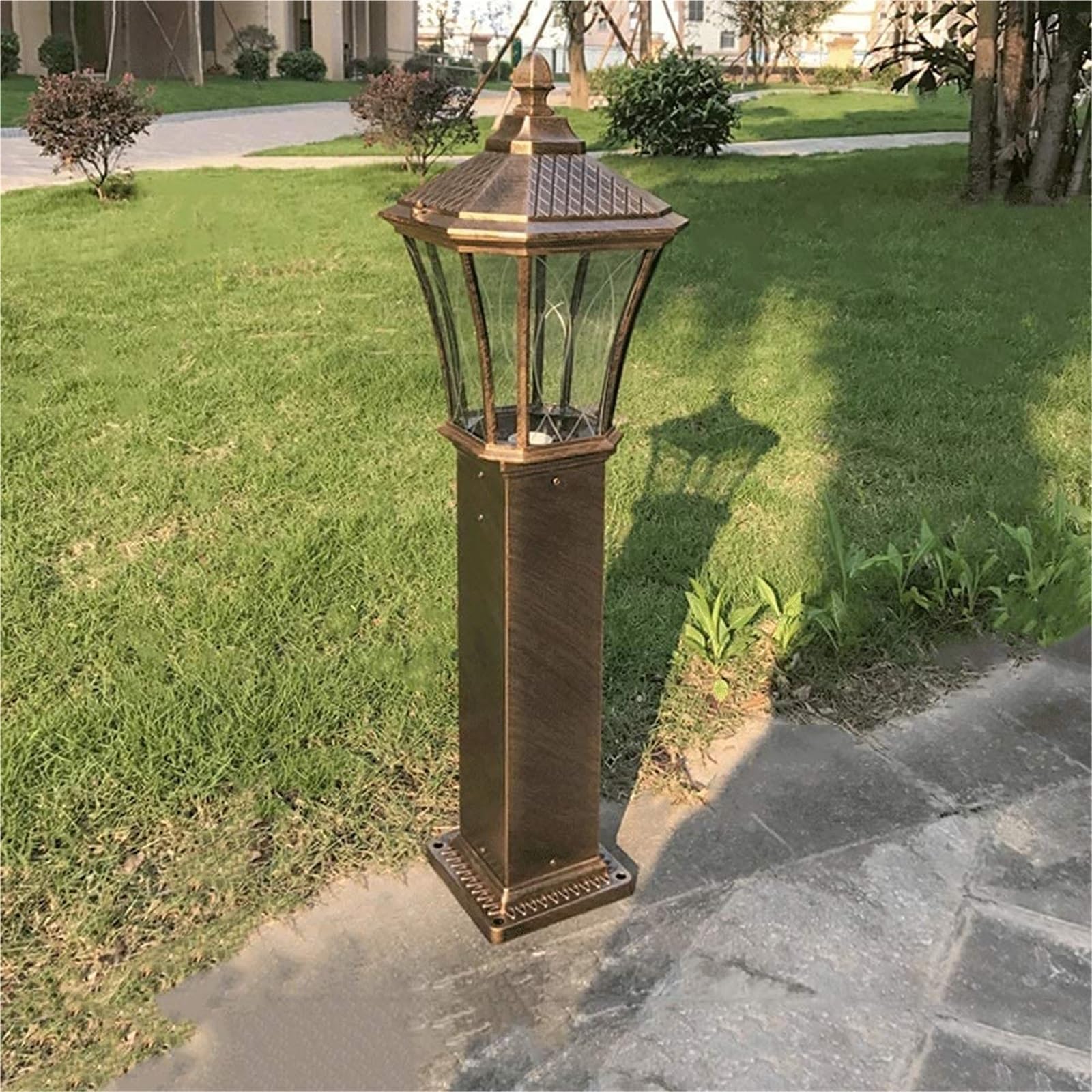 QUSYZD Solar Post Lights Outdoor Lamp Post Light, Outdoor Garden Lights Outdoor Post Lamp Ip55 Waterproof Aluminum Bollard Column Lamp Exterior High Pole Pillar Light E27 Light,Bronze