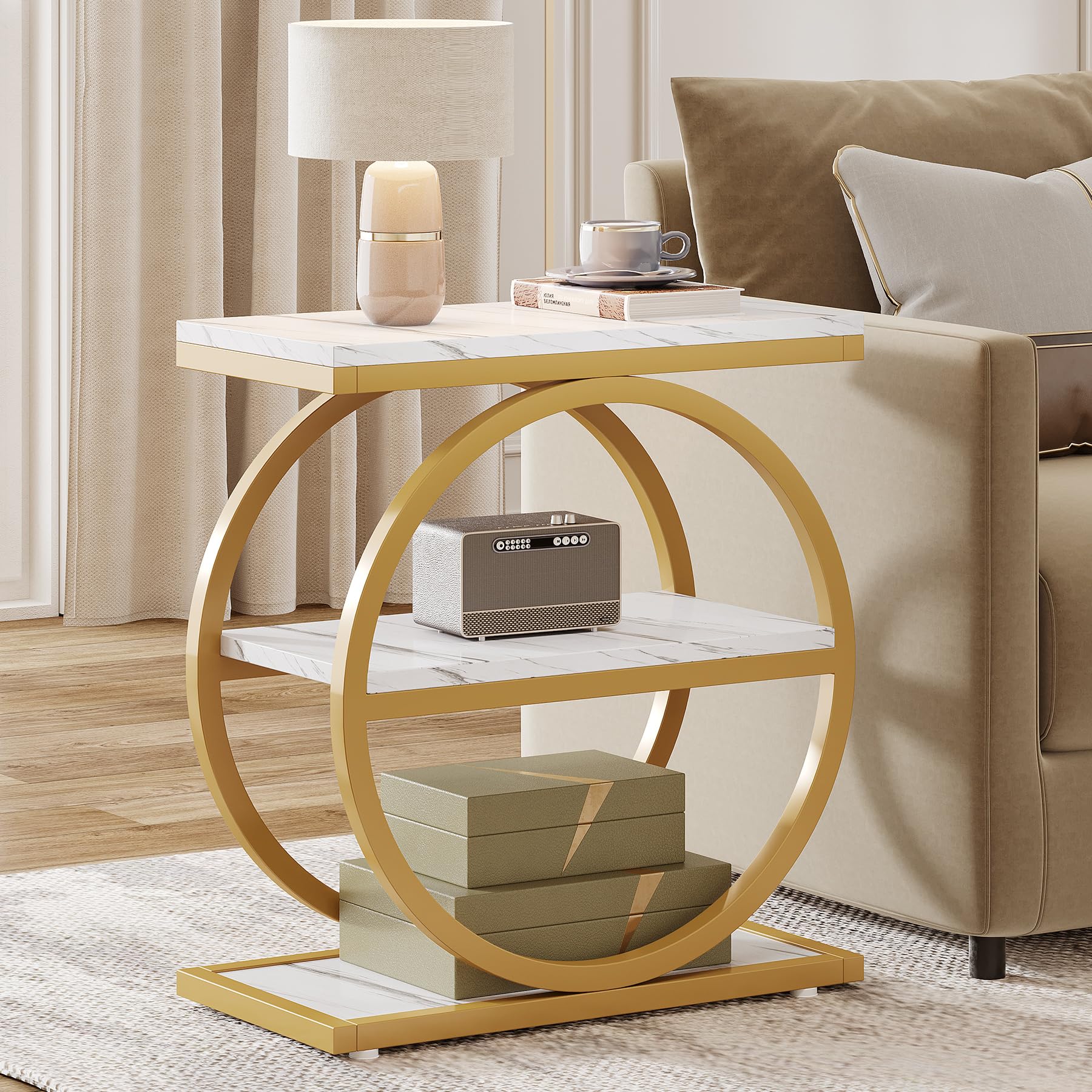 Amazon.com: Tribesigns End Table with Storage Shelves, 3-Tier