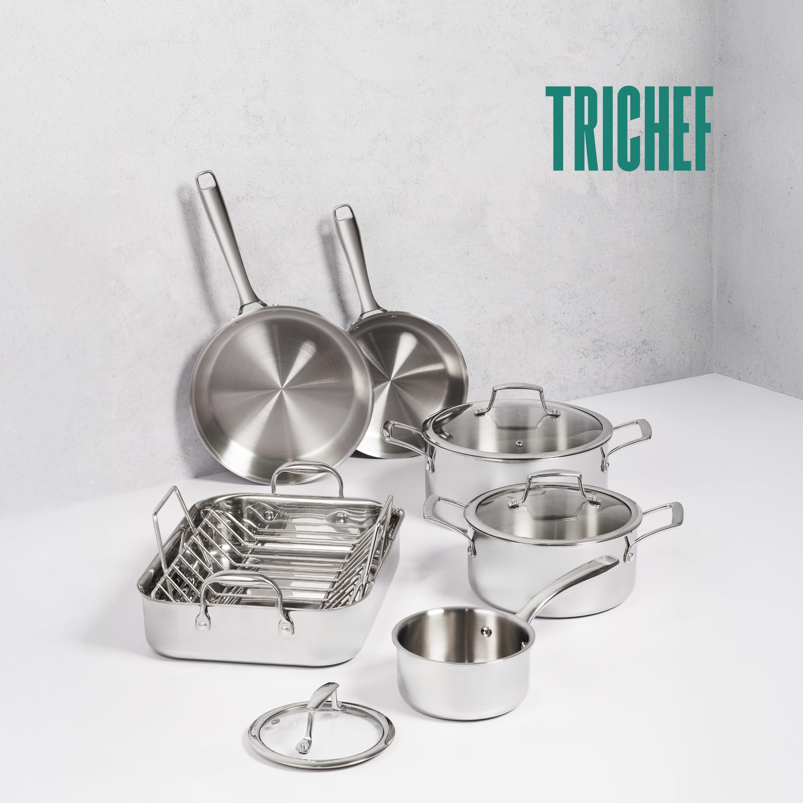 Lacor - 60865 - Rustidera TriChef, 35 x 26 cm, 5 Litros, Acero Inoxidable 18/10 y Aluminio Tricapa, Apta para Inducción, Horno y Lavavajillas, Asas Reforzadas, Distribución Uniforme del Calor
