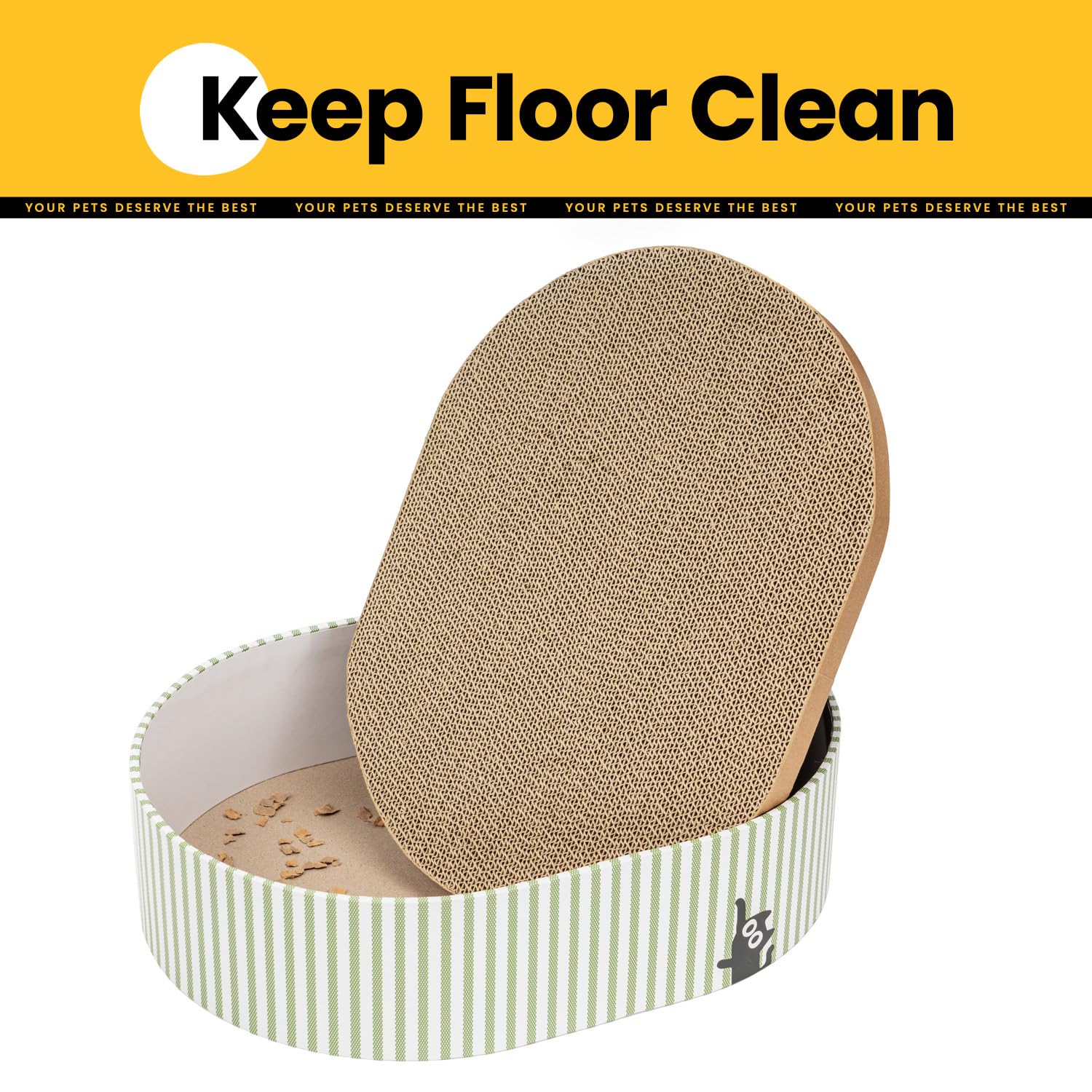 Conlun Griffoir pour Chat avec 4 Planches Grattage, Boîte Grattoir Chat Carton Ondulé Réversible Résistant pour Chats d'Intérieur, Couchage et Mobilier pour Chats, Cadeau pour Chatons, Grand Modèle