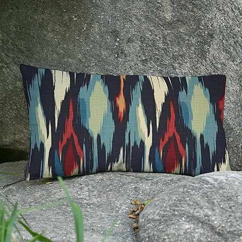Miniatura 6 de Un juego de 2 almohadas lumbares Ikat de estilo bohemio, turco, azul, verde, rojo, crema, impermeables, para decoración al aire libre, para jardín,