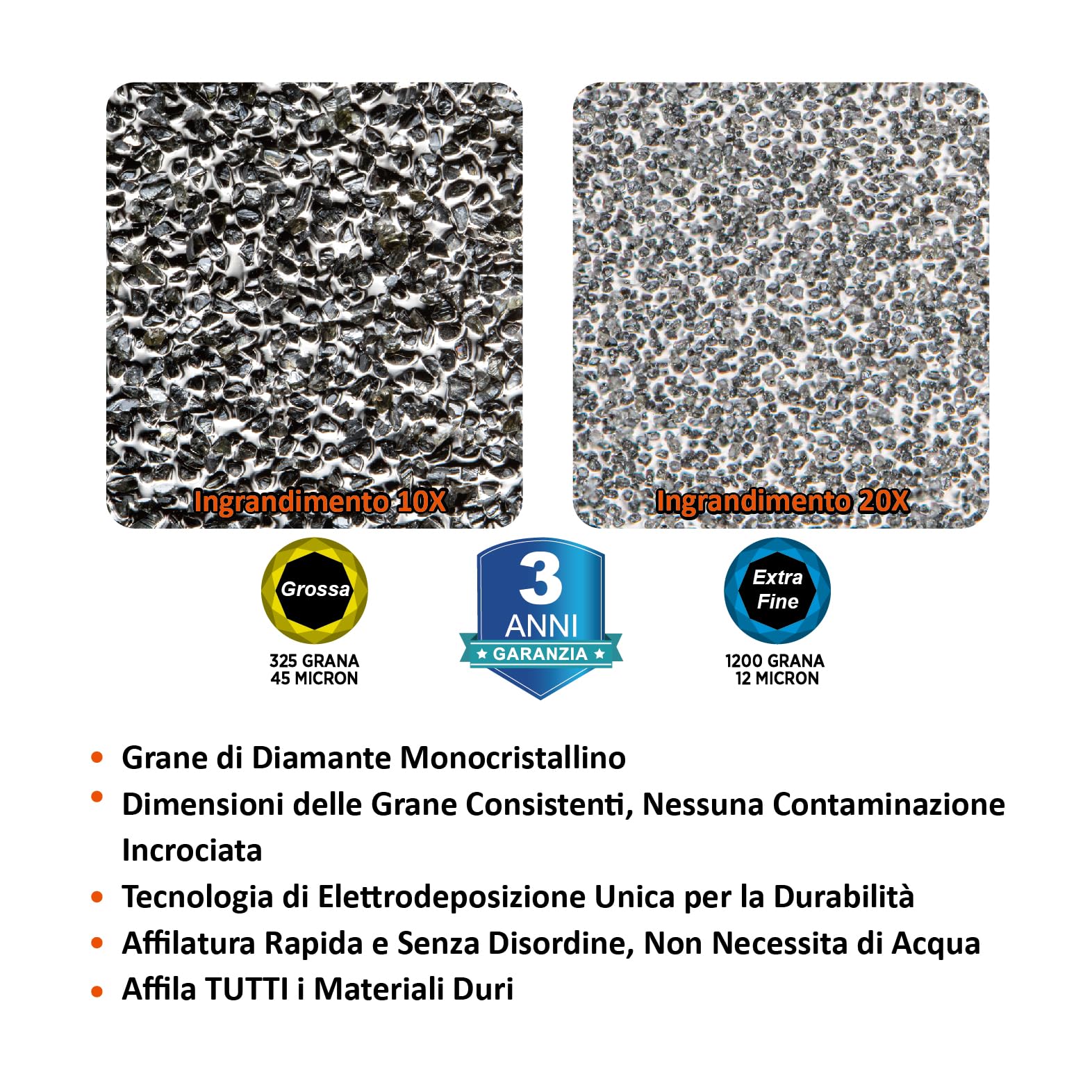 SHARPAL 127N pietra diamantata a doppia grana con strisce in pelle, affilatrice per coltelli, asce, lame di tosaerba, cesoie da giardino e tutti i bordi delle lame, grana grossa/extrafine 325/1200