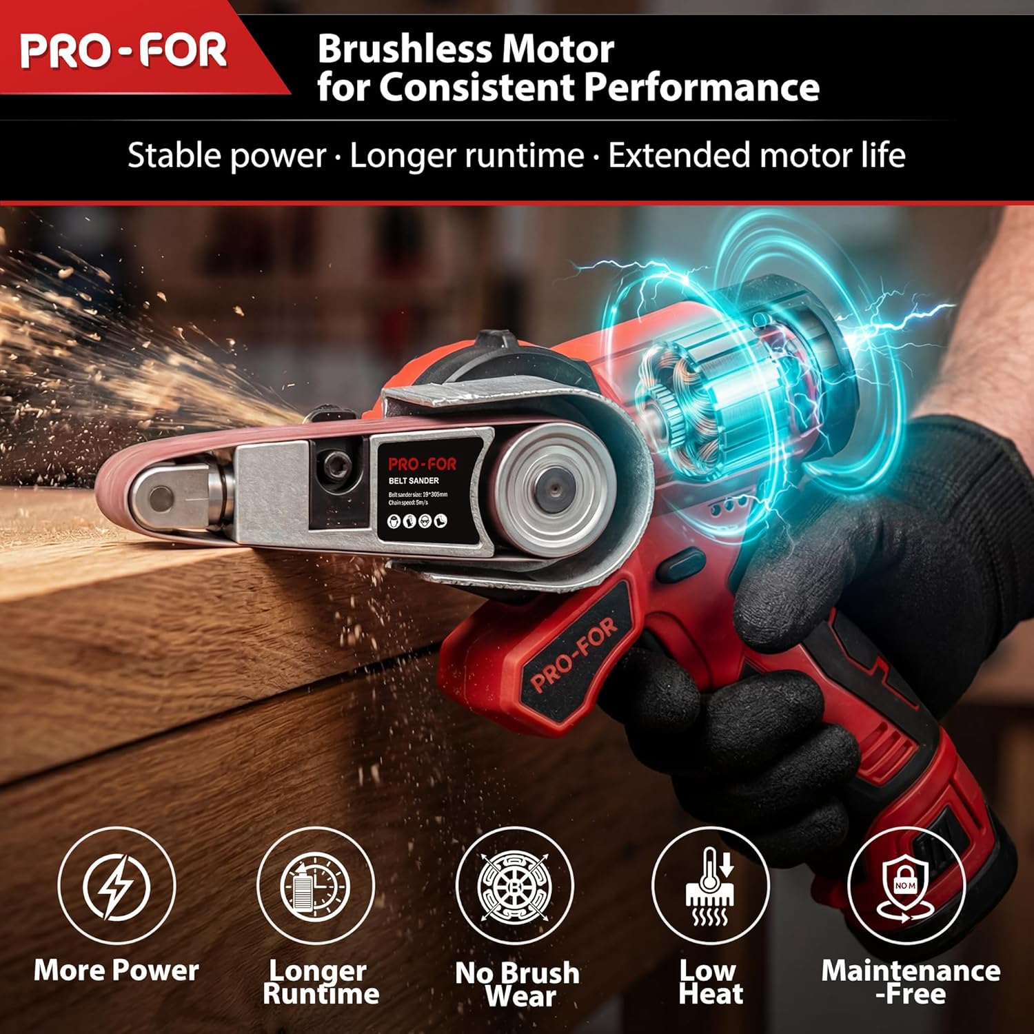 12V Brushless Combination Power Tool Kit, 3-in-1 Cordless Multi-Head System with Mini Chainsaw, Belt Sander, Blower, Interchangeable Heads for DIY & Home Workshop