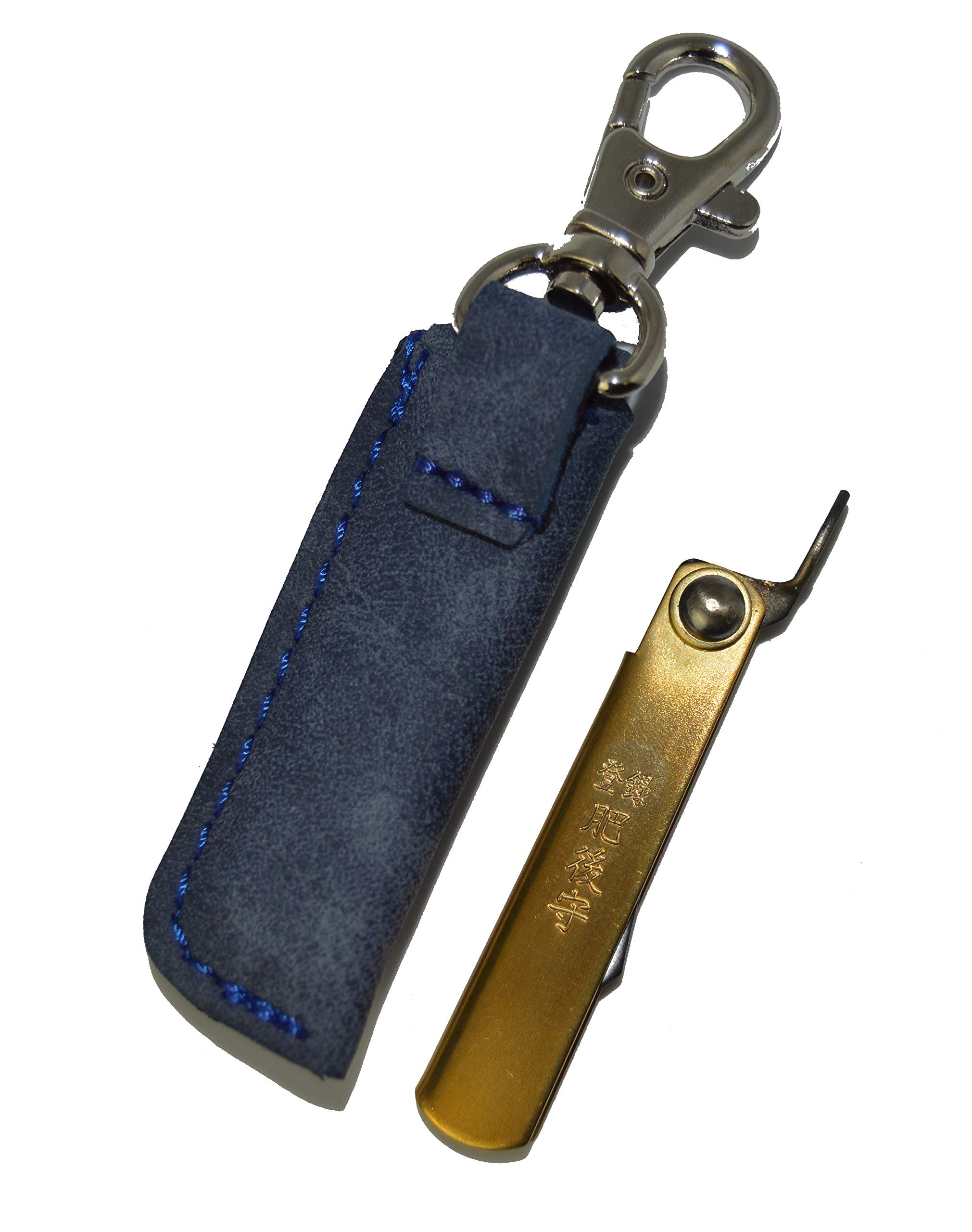 HIGO NO KAMI Coltello Tascabile Pieghevole Artigianale Giapponese Mamé e Il Suo Copertina Azzurro Fatto a Mano in Giappone da Nagao Kanekoma