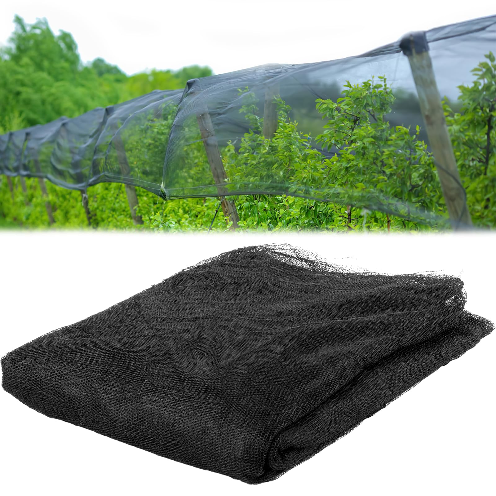 Moskitonetz Outdoor Insektenschutznetz Feinmaschig Fliegennetz Gemüseschutznetz Meterware Vogelschutznetz Engmaschig Pflanzenschutznetz Schutz Netz für Gemüse Garten (Schwarz 4Mx3M)