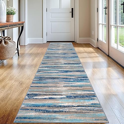 Miniatura 120 de Alfombra moderna abstracta de 2 x 6 pies, alfombra de pasillo lavable gris negro multi para cocina, antideslizante, suave, alfombra delgada de Gris