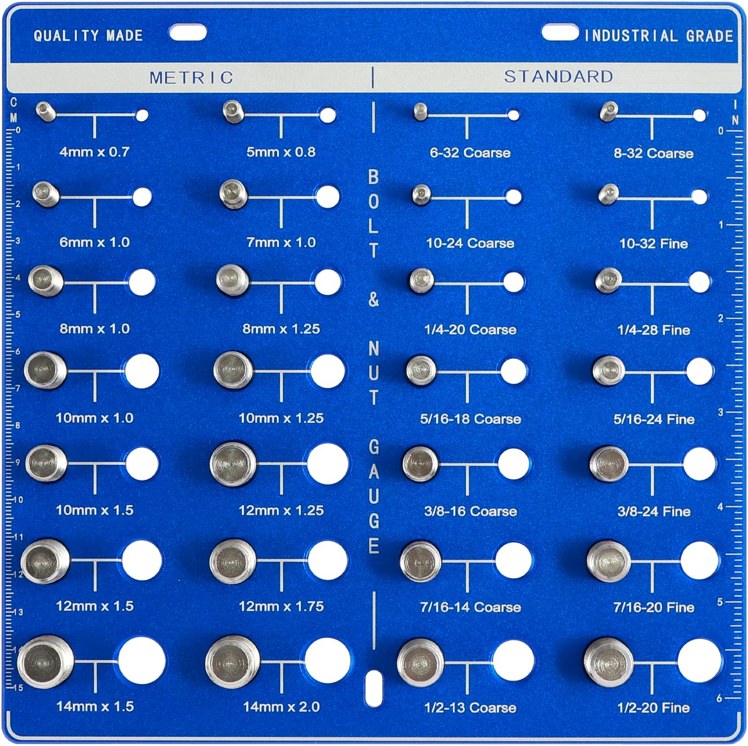 US Nut and Bolt Thread Checker Set Aluminum Alloy 28 Thread Identifier Gauge Inch and Metric Size Precise Screw Size and Thread Gauge Measuring Tool for Nuts Bolts(Blue)
