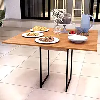 Mesa de Jantar Industrial Moderna, 90 x 90 cm, 4 Lugares, Pés em Aço Carbono, Preta (Freijó)