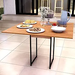 Mesa de Jantar Industrial Moderna, 90 x 90 cm, 4 Lugares, Pés em Aço Carbono, Preta (Freijó)