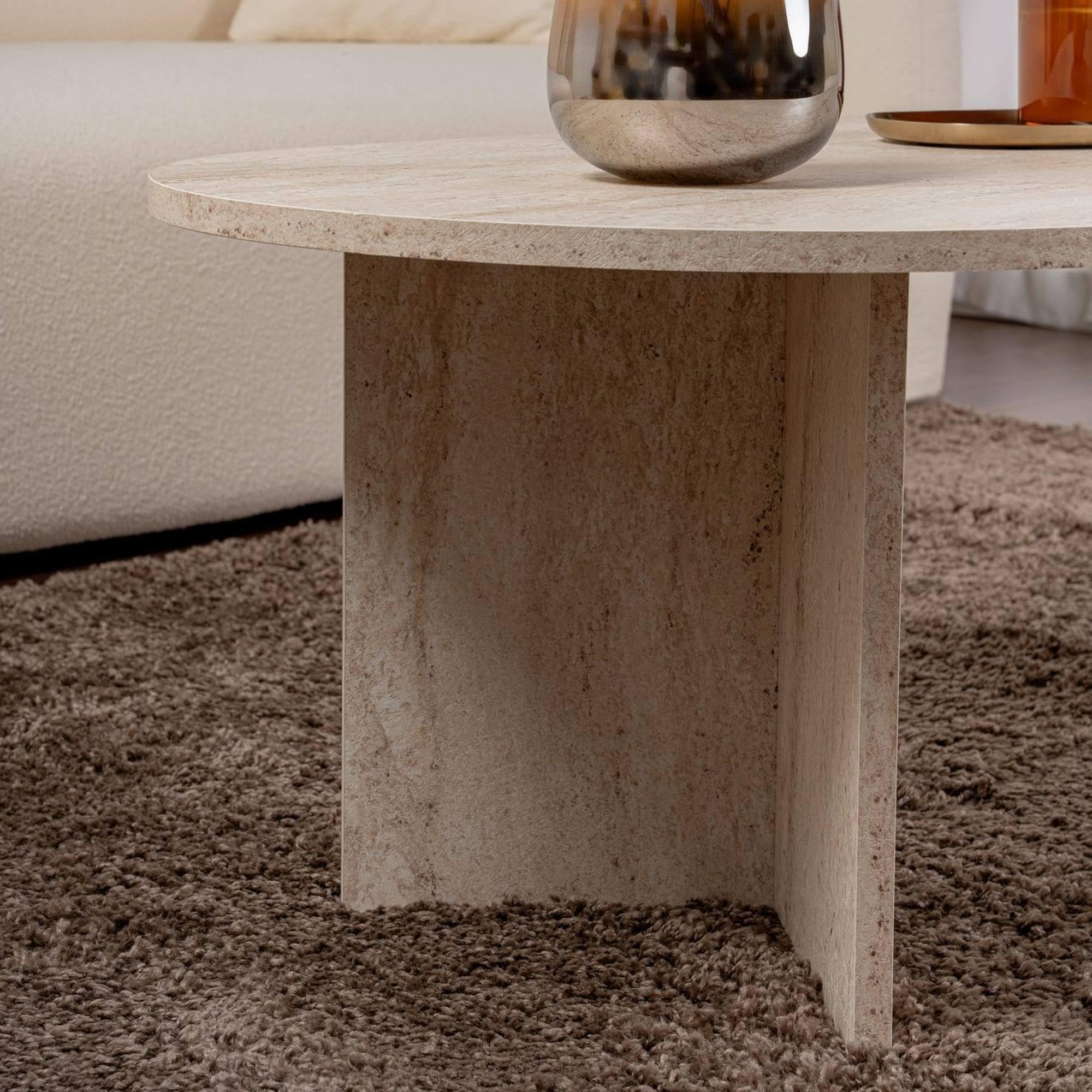 Well Home Mesa de Centro Mindanao 119x60x40cm Acabado travertino, Diseño Moderno y Elegante, Tablero 18mm en melamina, Fácil Montaje