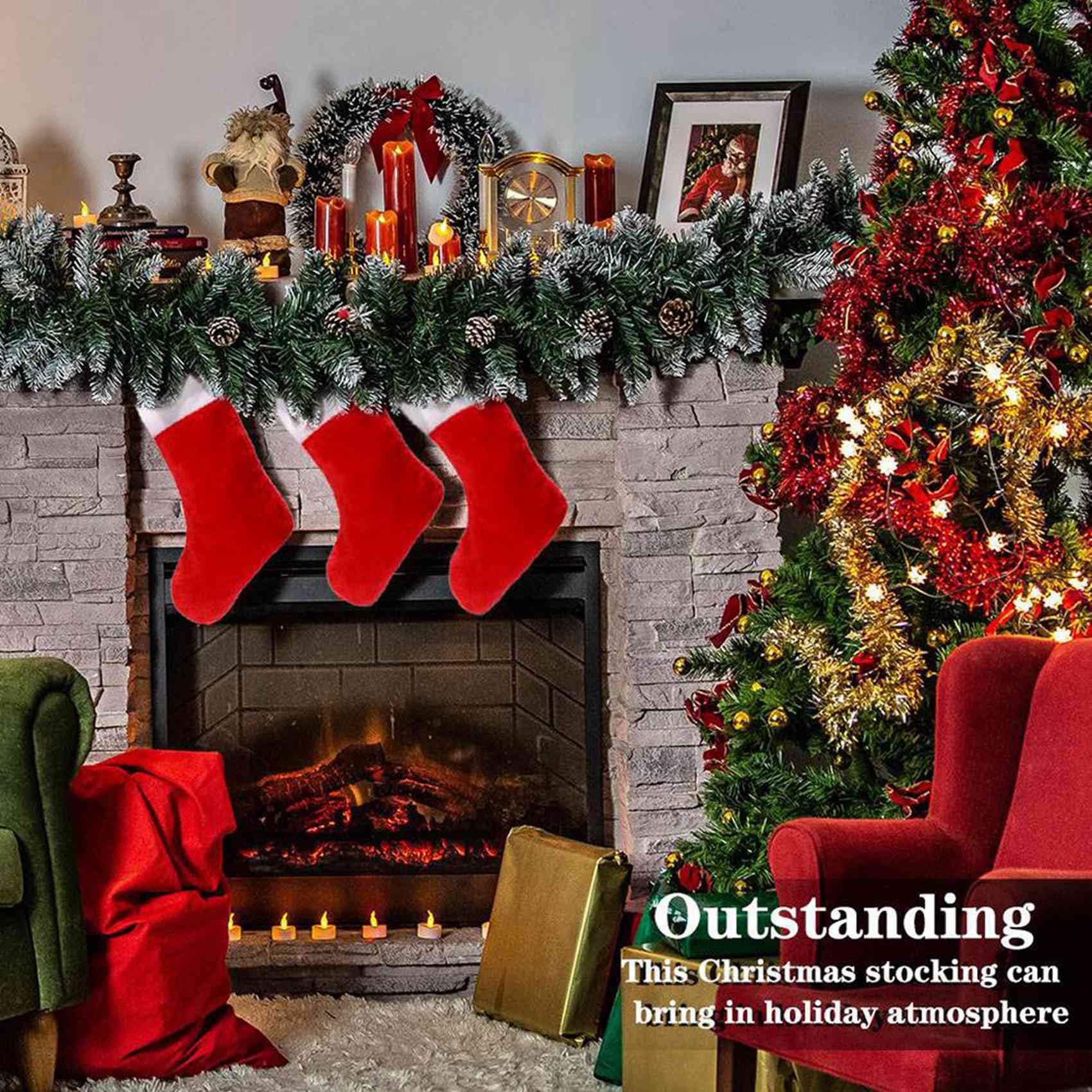 30 STÜCKE Roter Filz Weihnachtsstrümpfe Weihnachtsstrümpfe Halter Socken Home Kamin Geschenk Aufbewahrungsbeutel für Den Urlaub