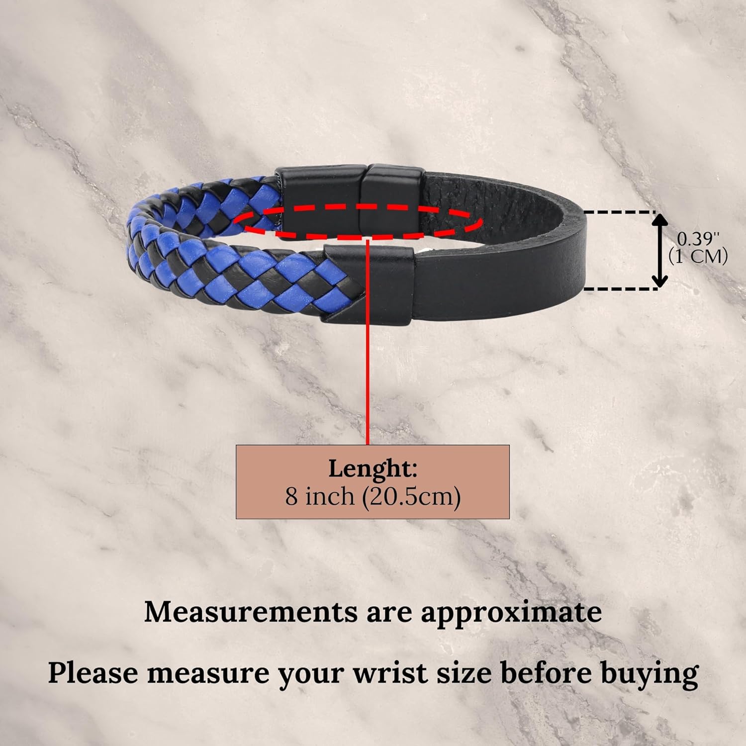 Handmade Leather Bracelet for Men - Braided bracelet with steel clasp made of first quality genuine leather - Image 2