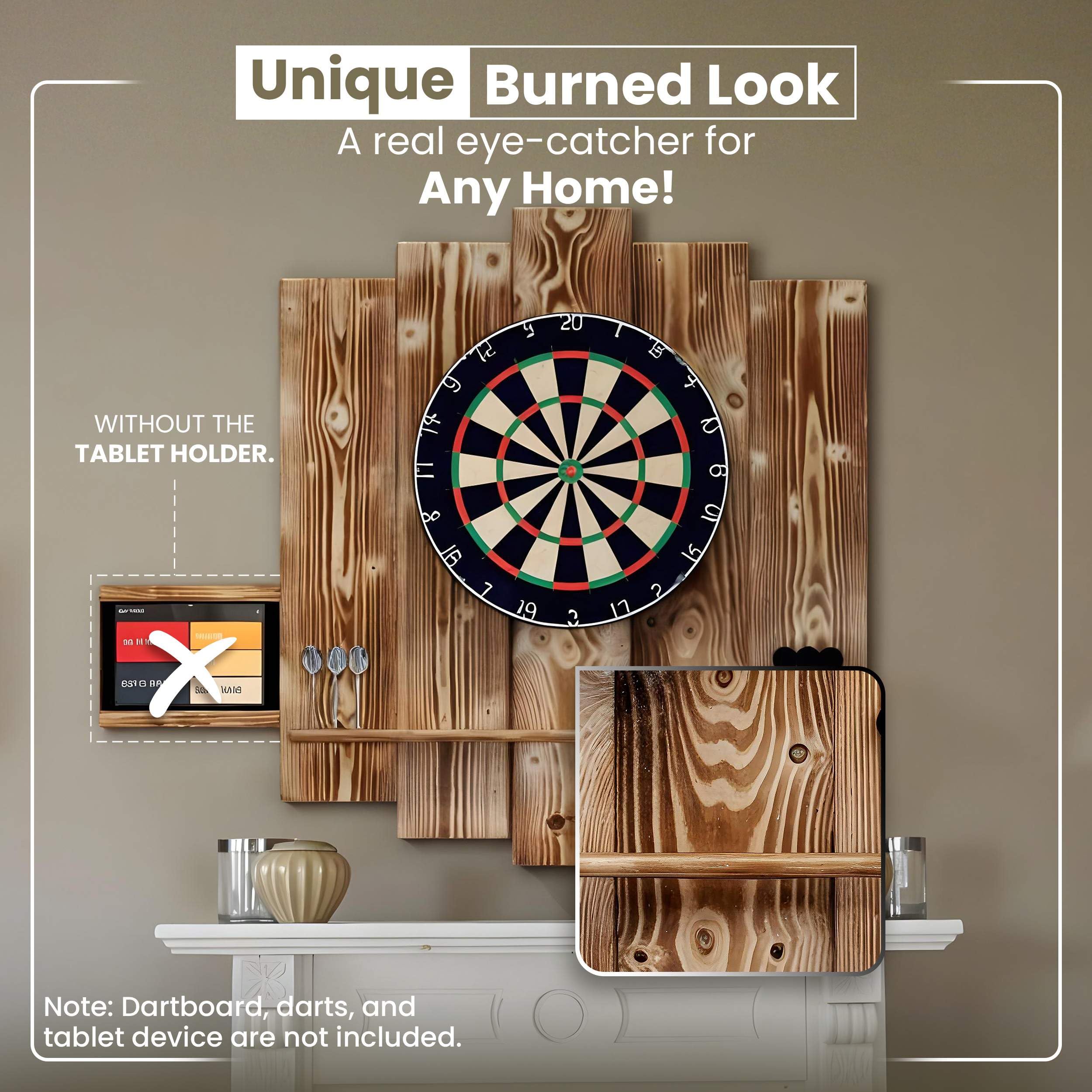 WDS Darts Sports Wooden - Bersaglio per freccette Surround | Protezione da parete e supporto per tablet