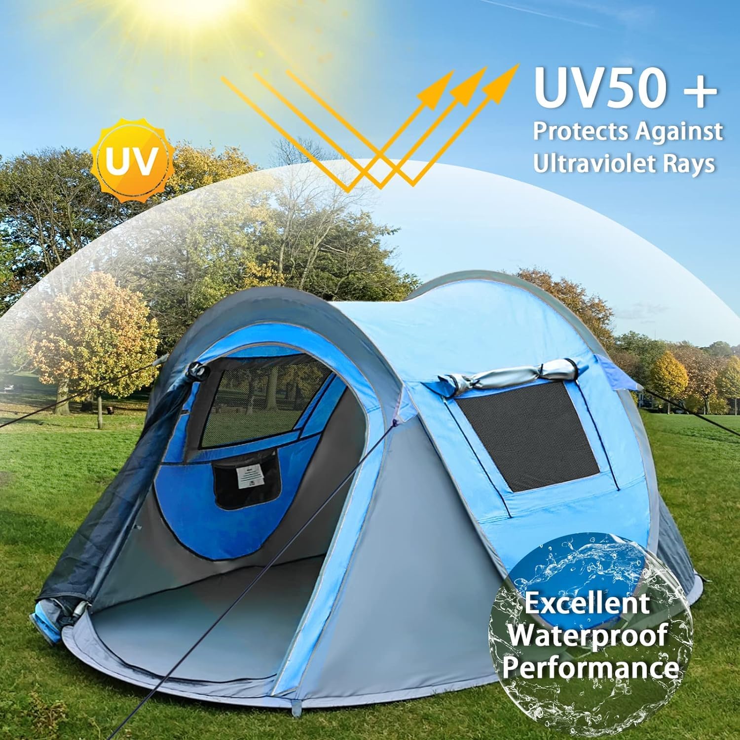Amazon | CAMP SOLUTIONS ポップアップキャンプテント (ブルー) | CAMP