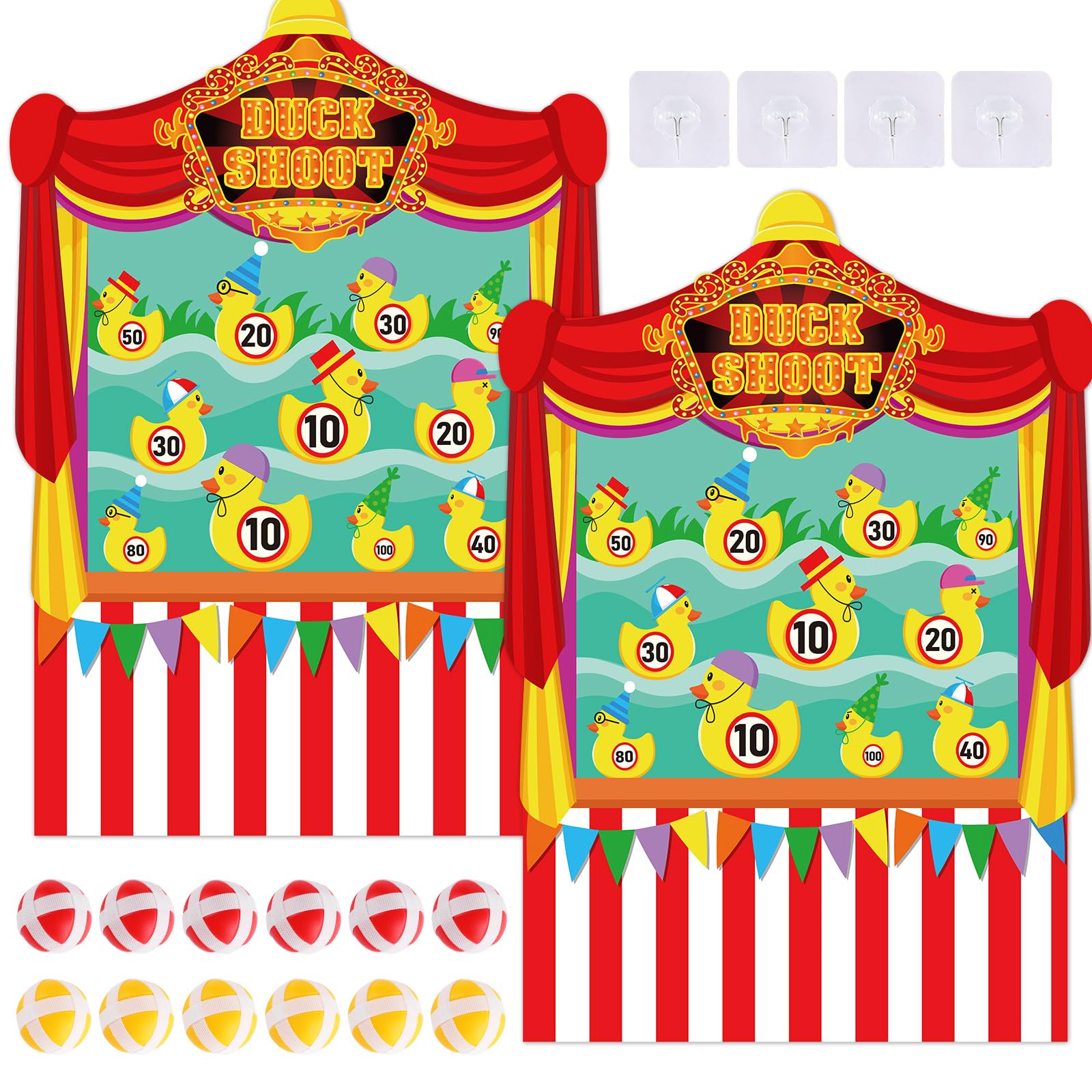 2 Pcs Carnival Dart Board with 12 Sticky Balls Carnival Party Decorations Large Circus Theme Felt Cloth Toss Game for Family Games Birthday Party Outdoor Indoor Supplies(16.5 x 23.6 inches)