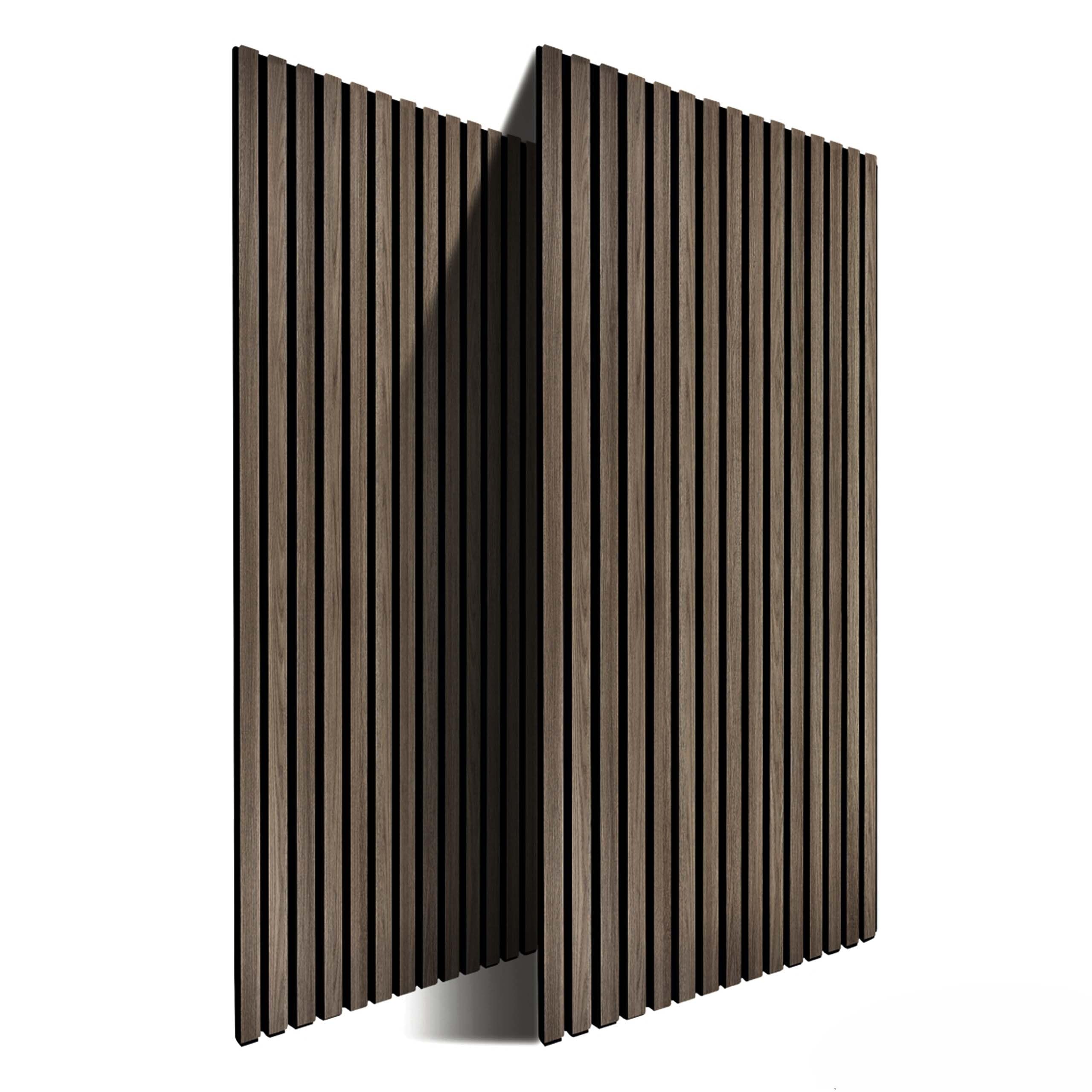Relaxdays Lot de 2 Panneaux acoustiques - 120 x 60 cm - Isolation Acoustique et revêtement Mural - Placage en chêne - Marron foncé